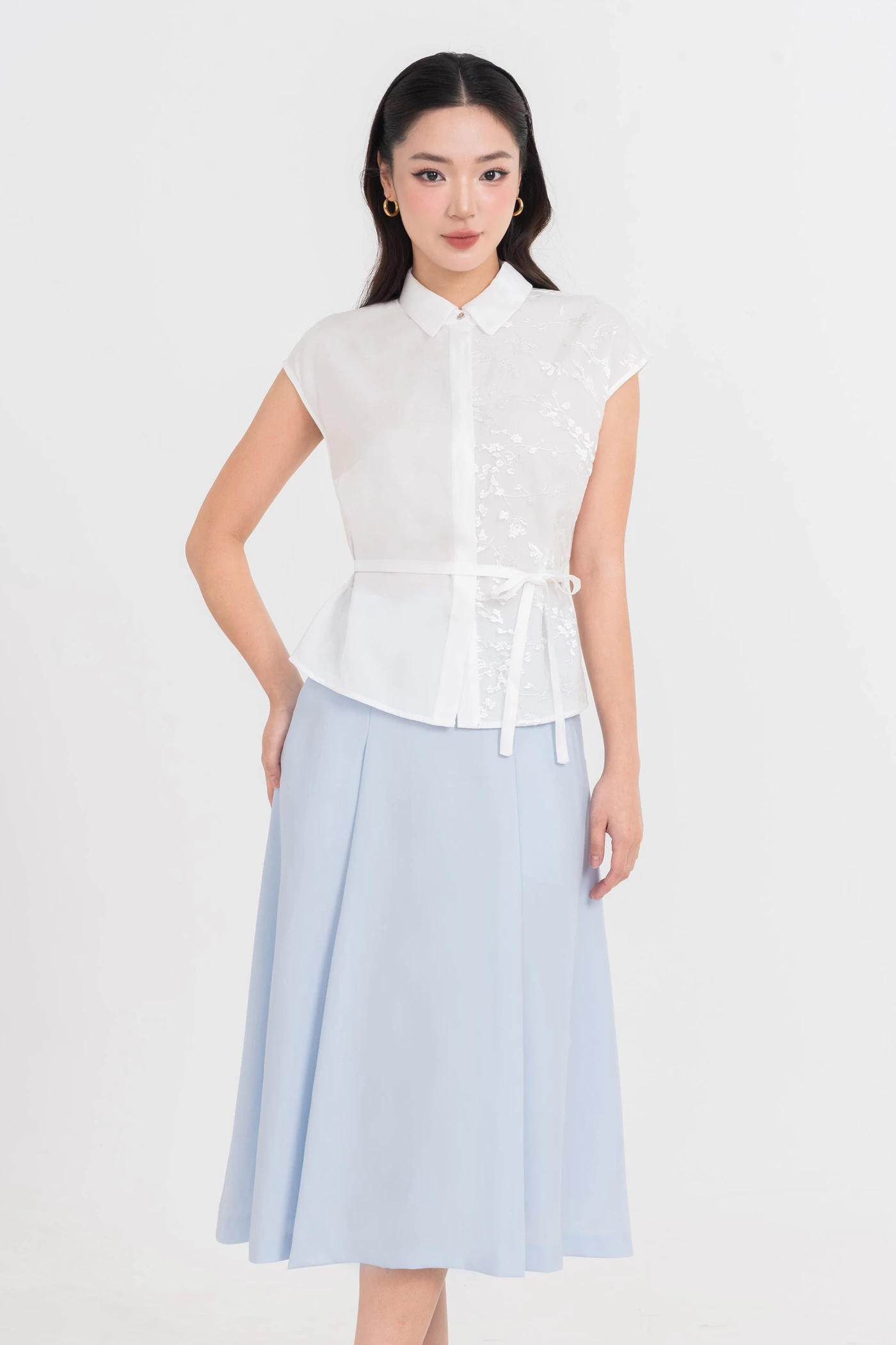 Áo sơ mi lụa Daisy Panel