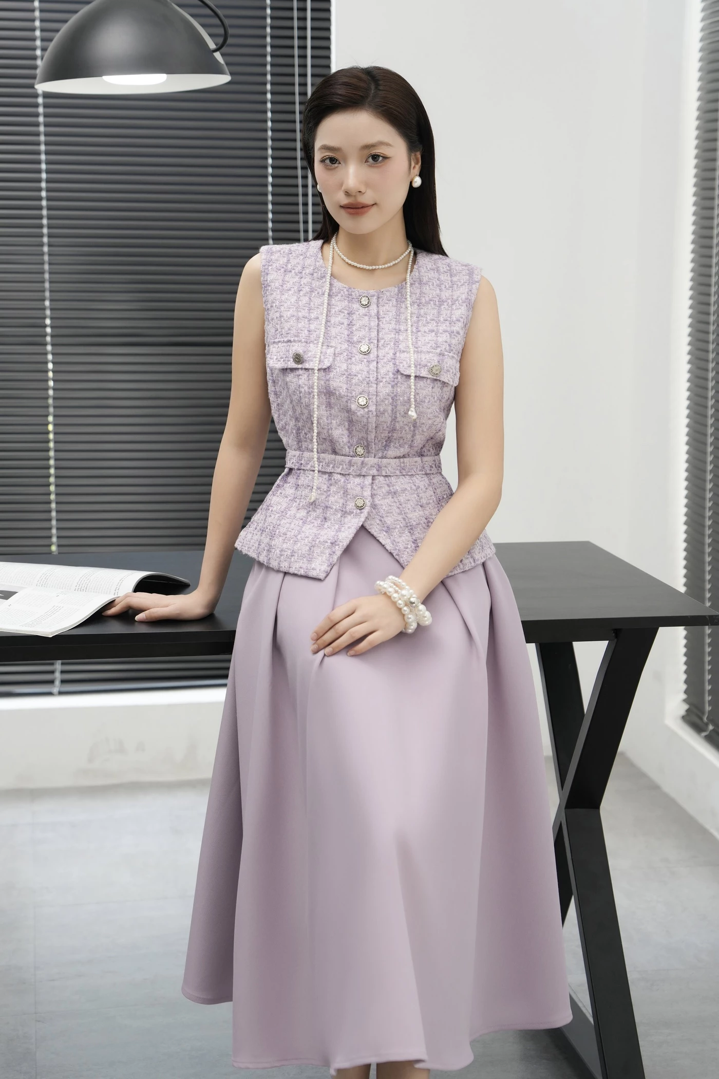 Chân váy midi xòe Elegance