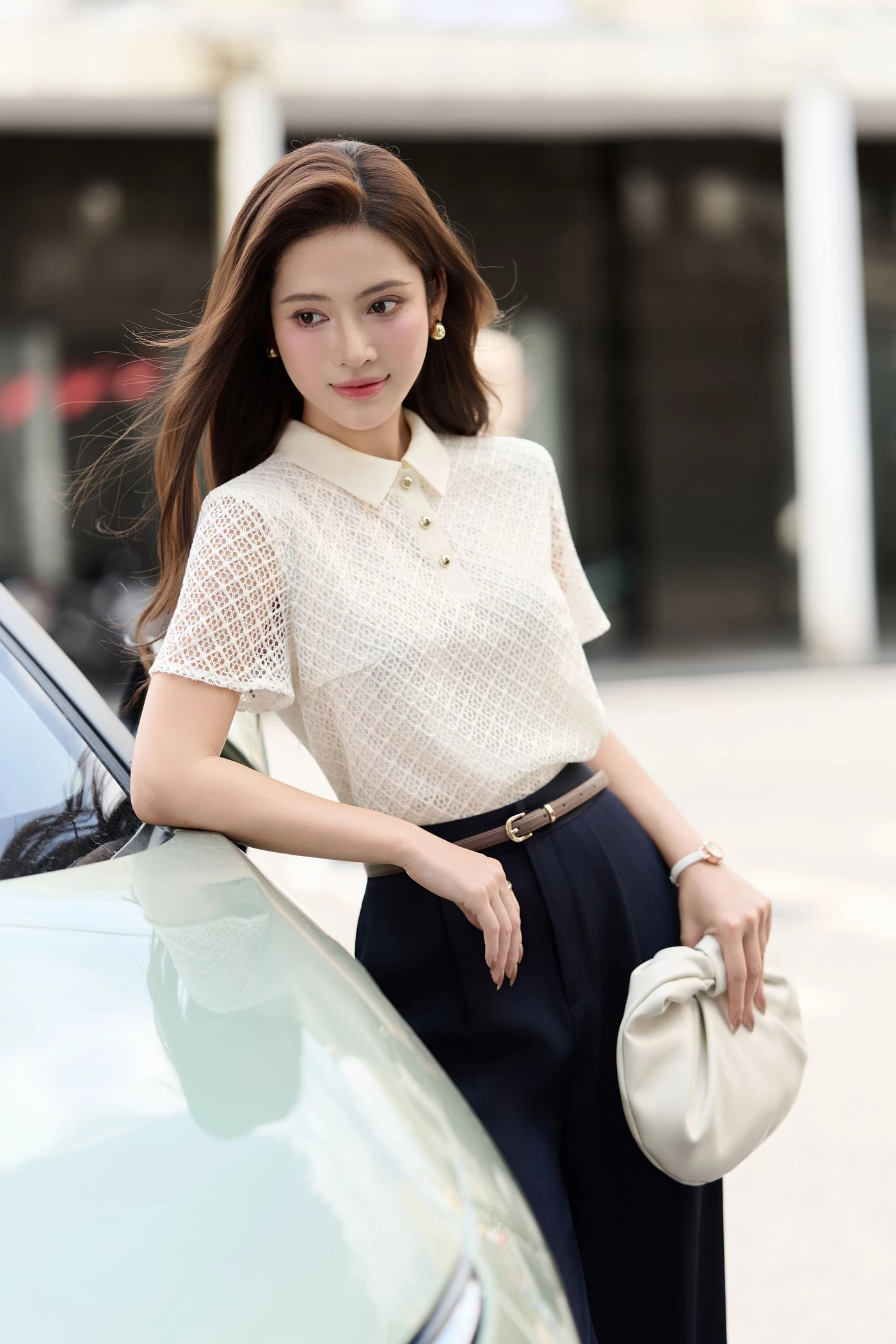 Áo cánh Polo phối ren