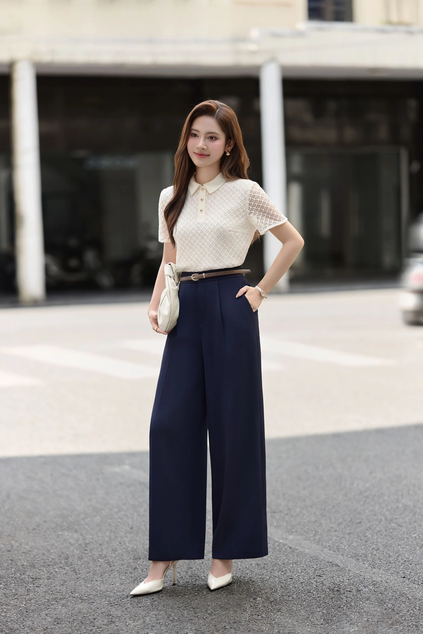 Áo cánh Polo phối ren