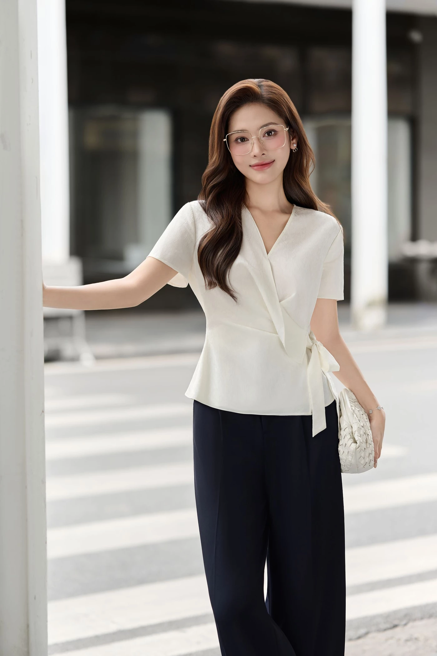 Áo sơ mi cách điệu Wrap