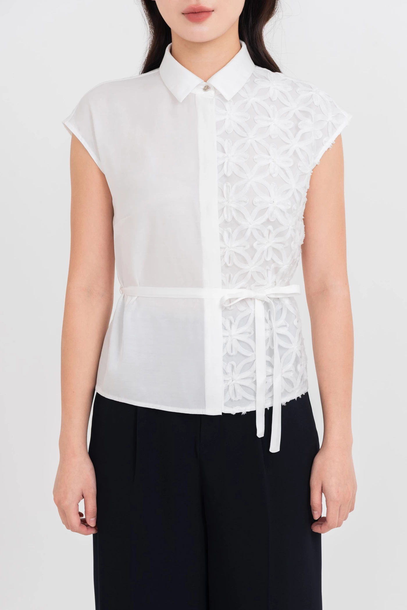 Áo sơ mi lụa Daisy Panel