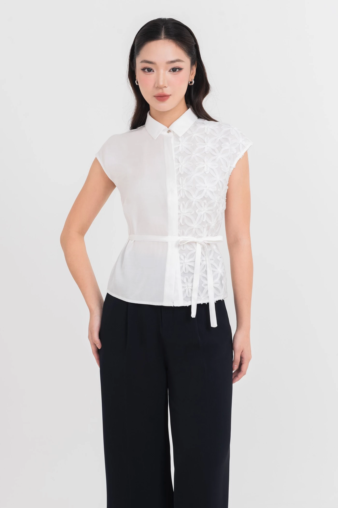 Áo sơ mi lụa Daisy Panel