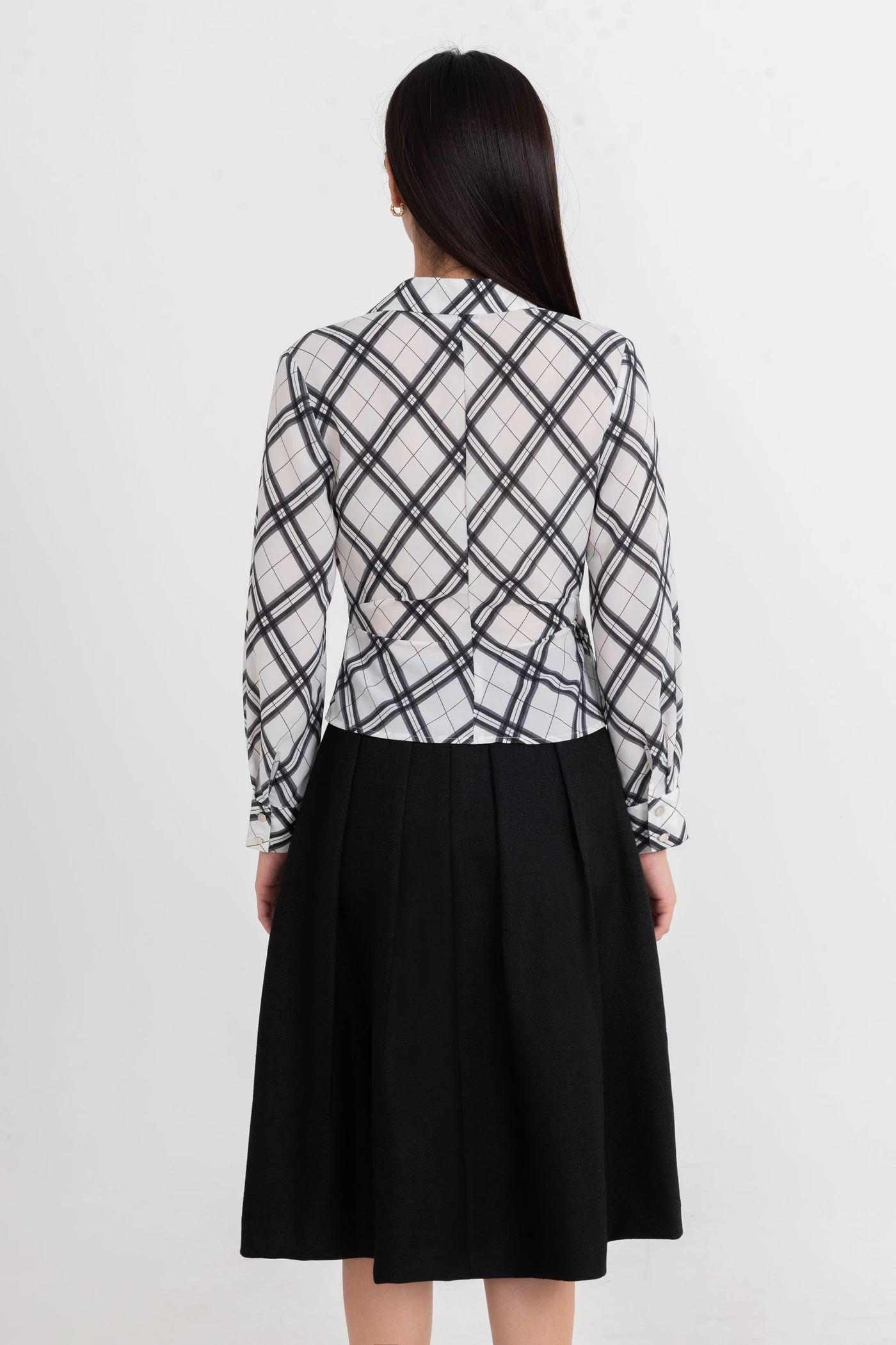 Áo sơ mi caro cổ vest Grace