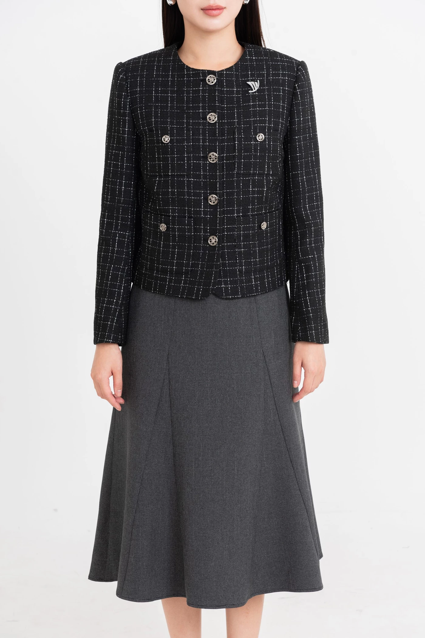 Áo khoác Tweed Cổ Tròn Classy