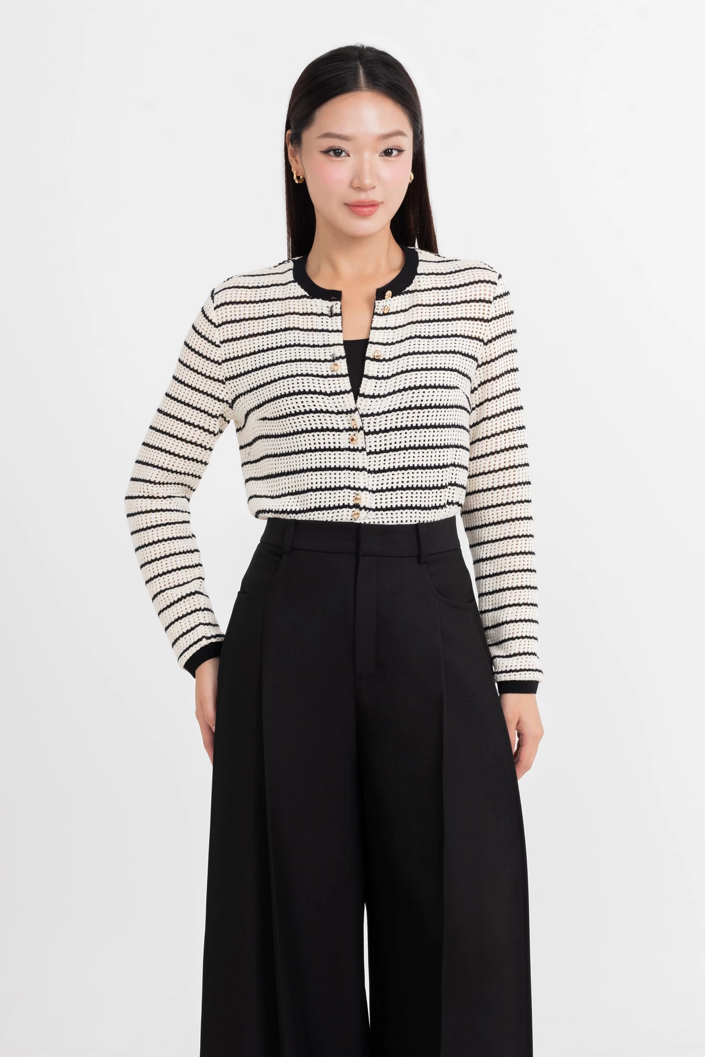 Áo len tay dài Parisian Stripe