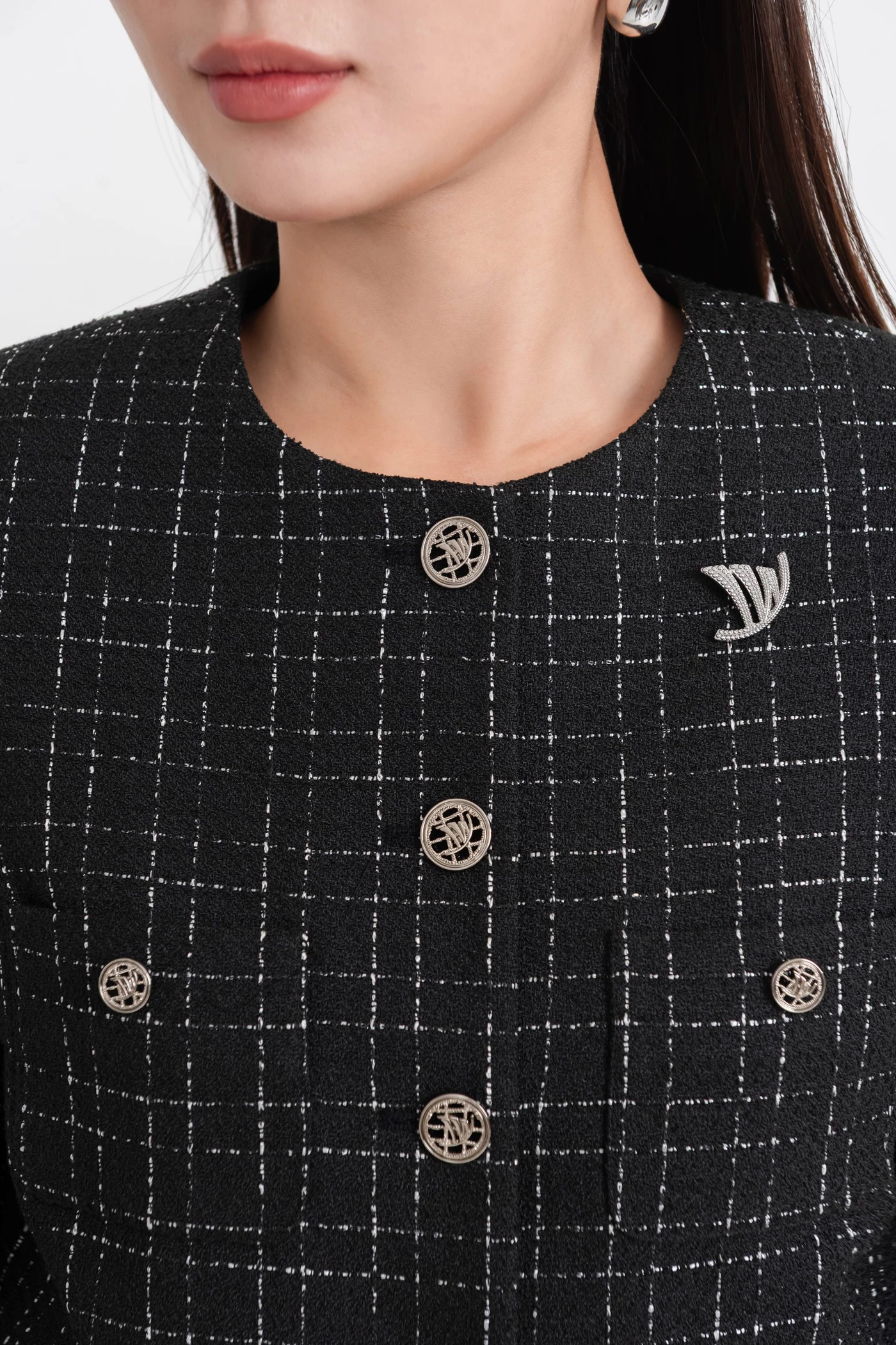 Áo khoác Tweed Cổ Tròn Classy