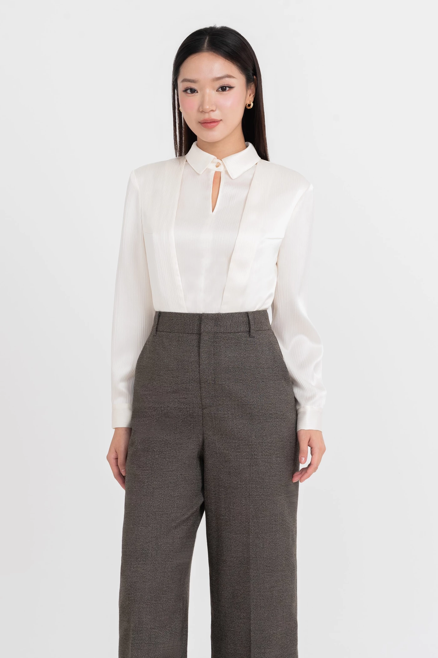 Quần suông kẻ Retro