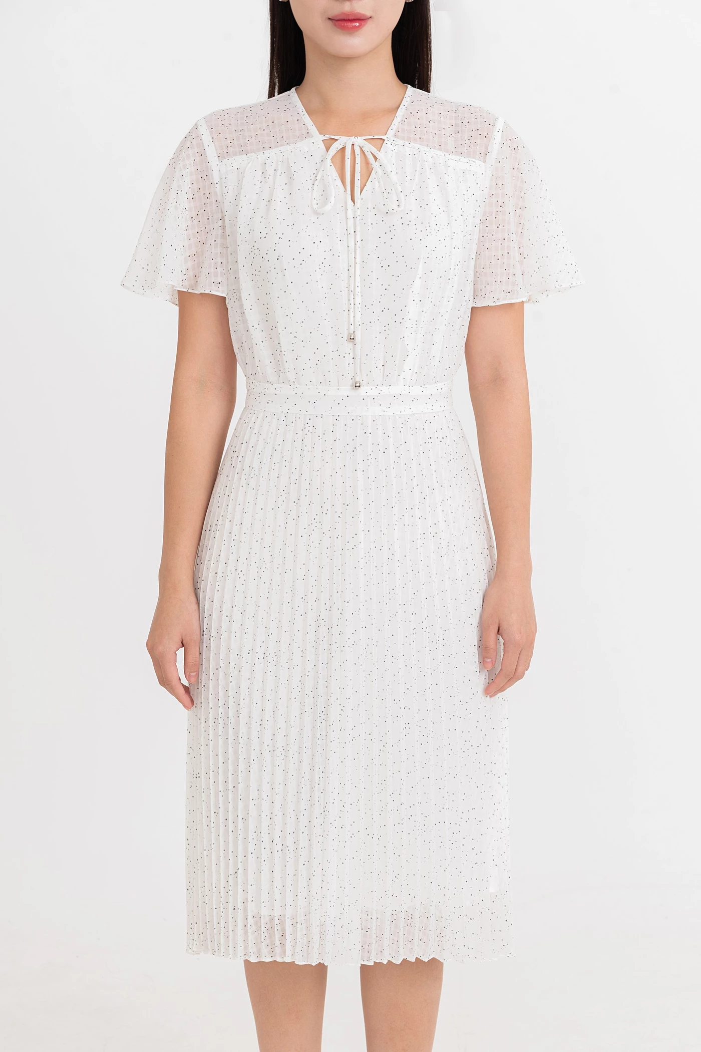 Đầm chấm bi Clara Pleated