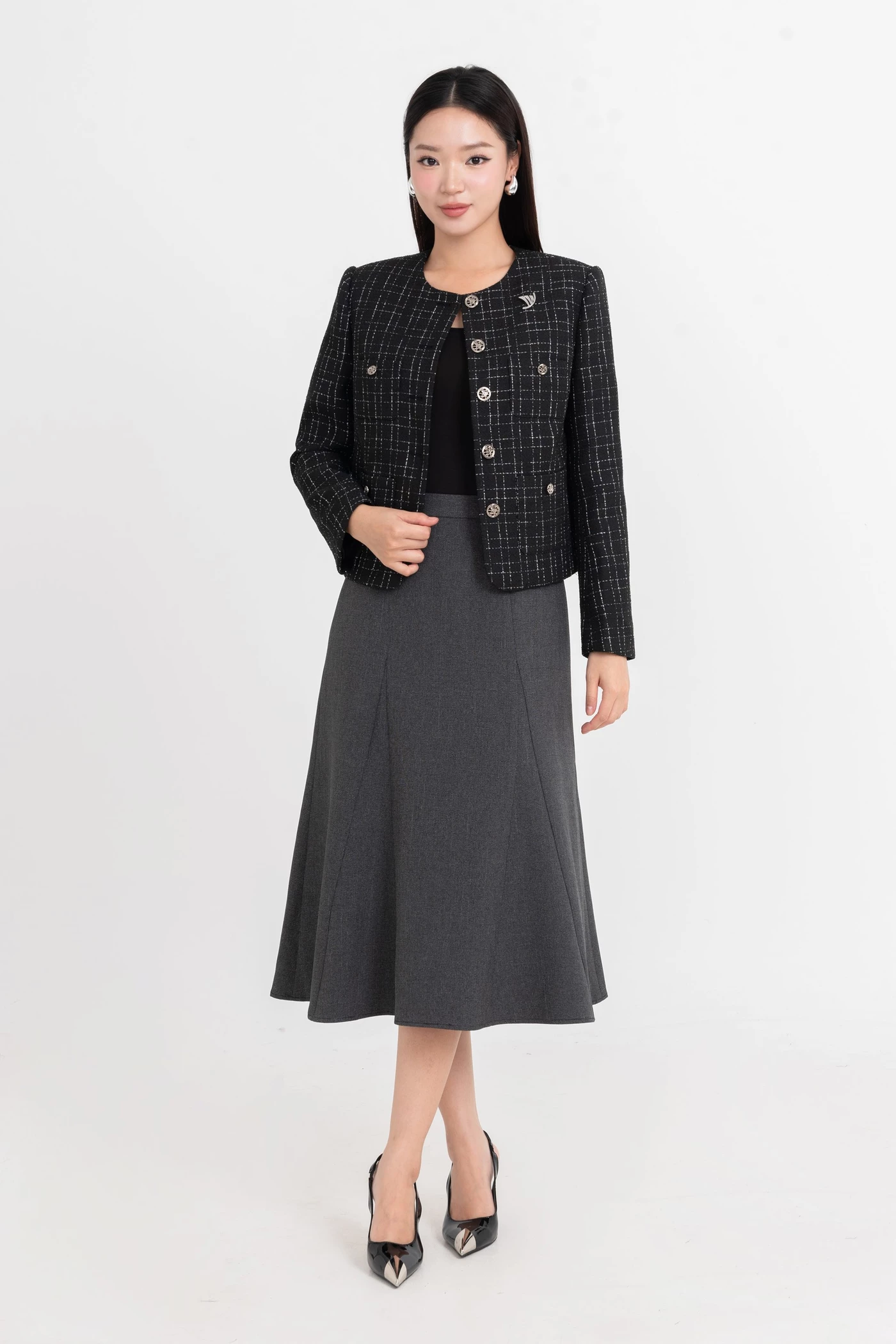 Áo khoác Tweed Cổ Tròn Classy