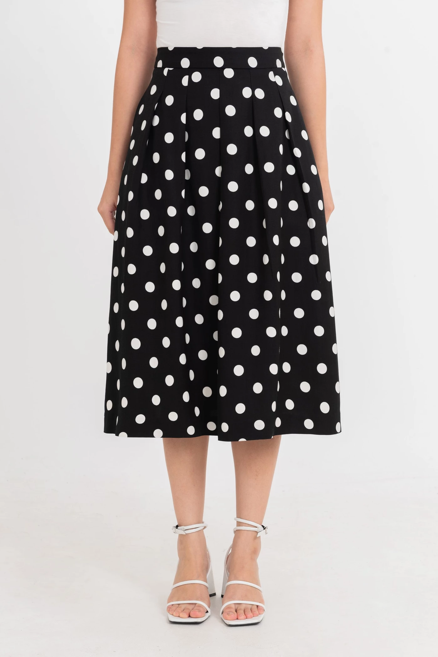 Chân váy midi chấm bi Retro