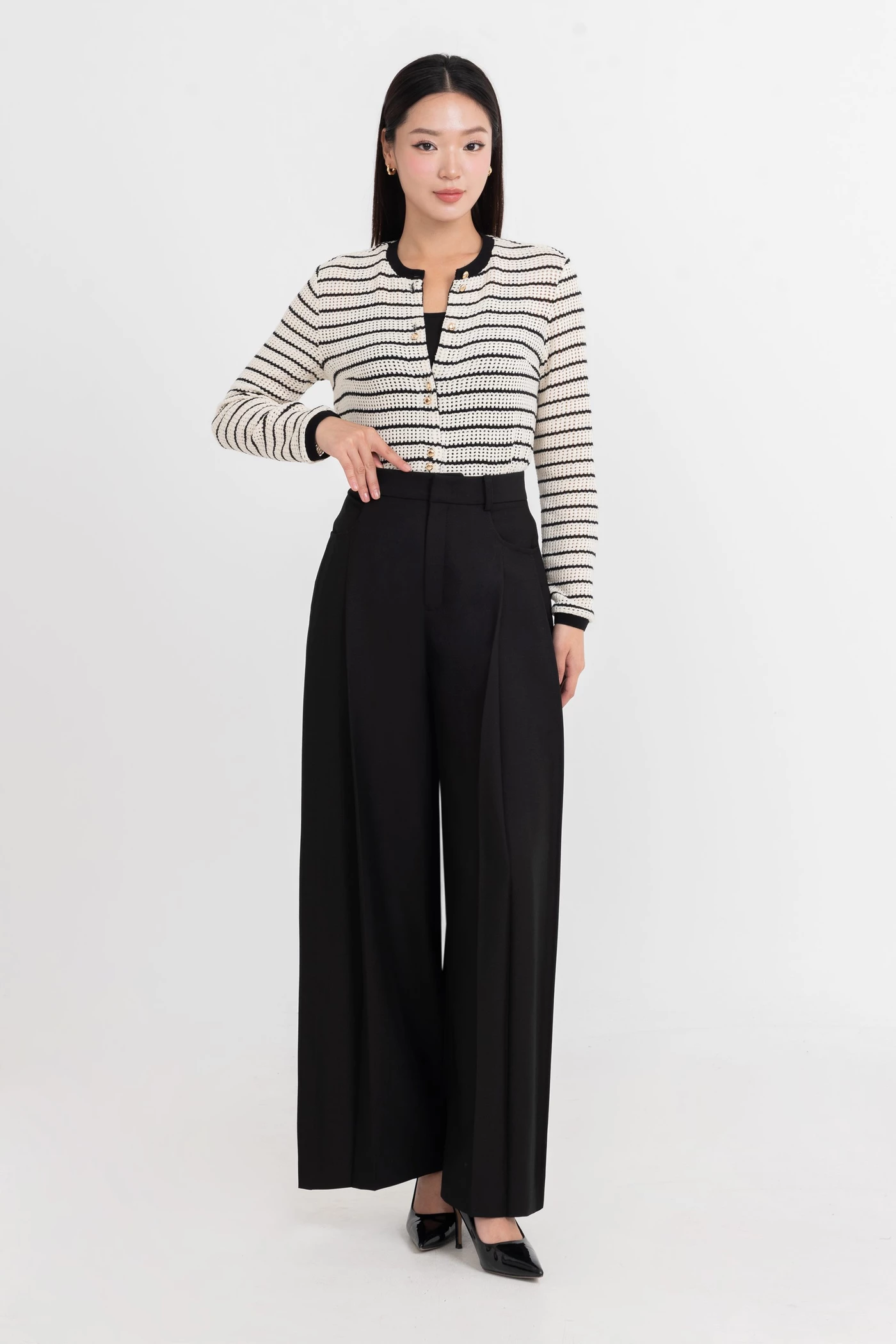 Áo len tay dài Parisian Stripe