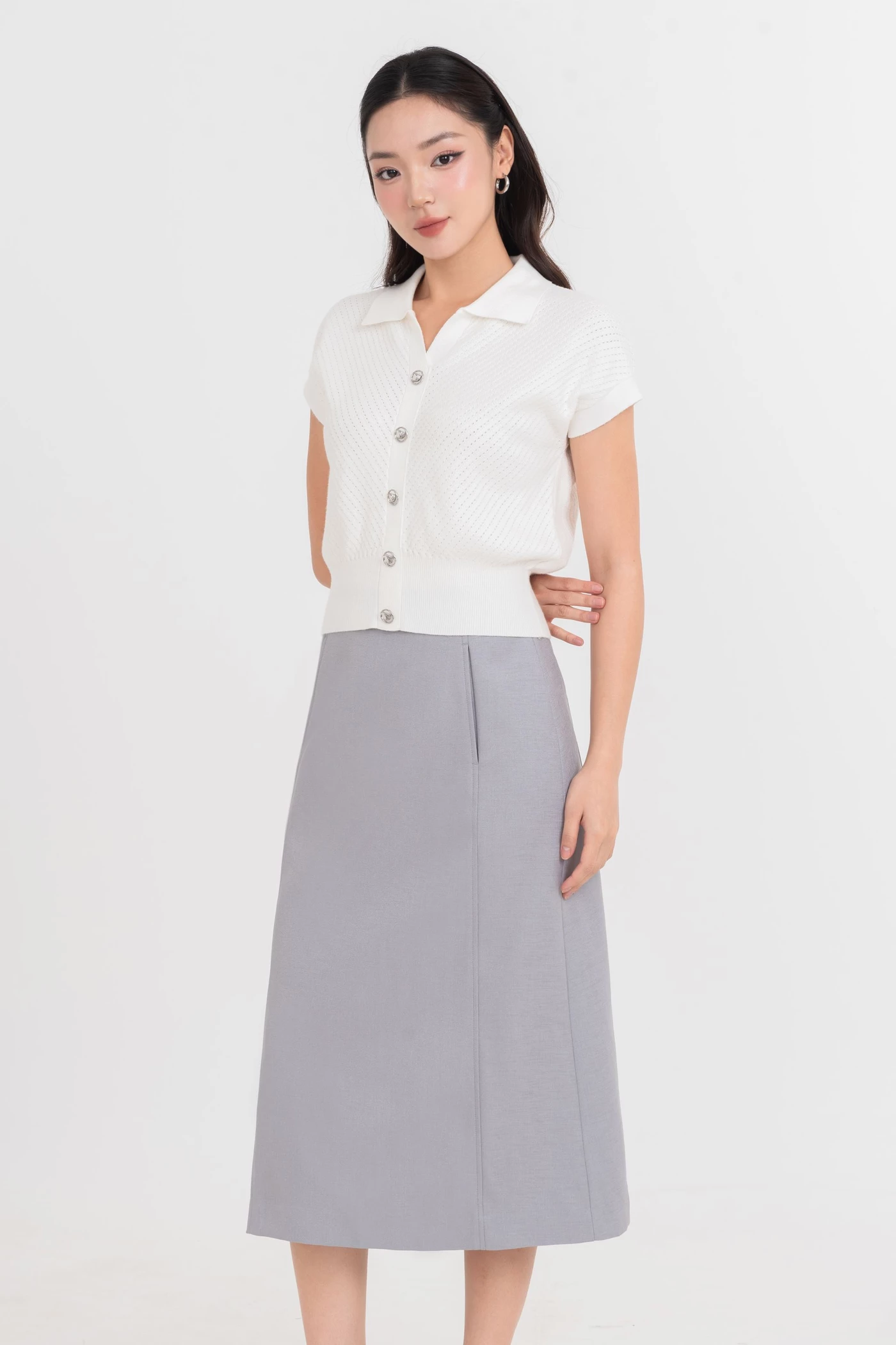 Áo len sợi đan chéo