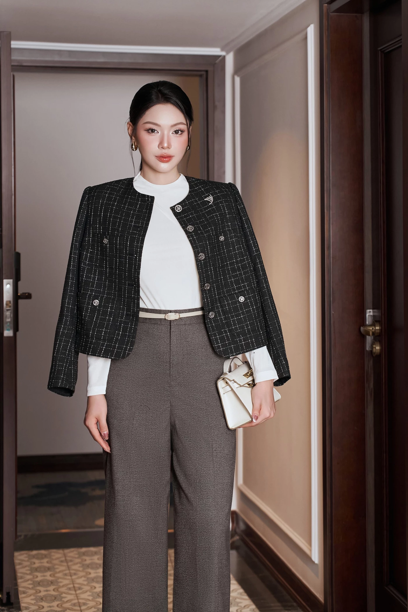 Áo khoác Tweed Cổ Tròn Classy