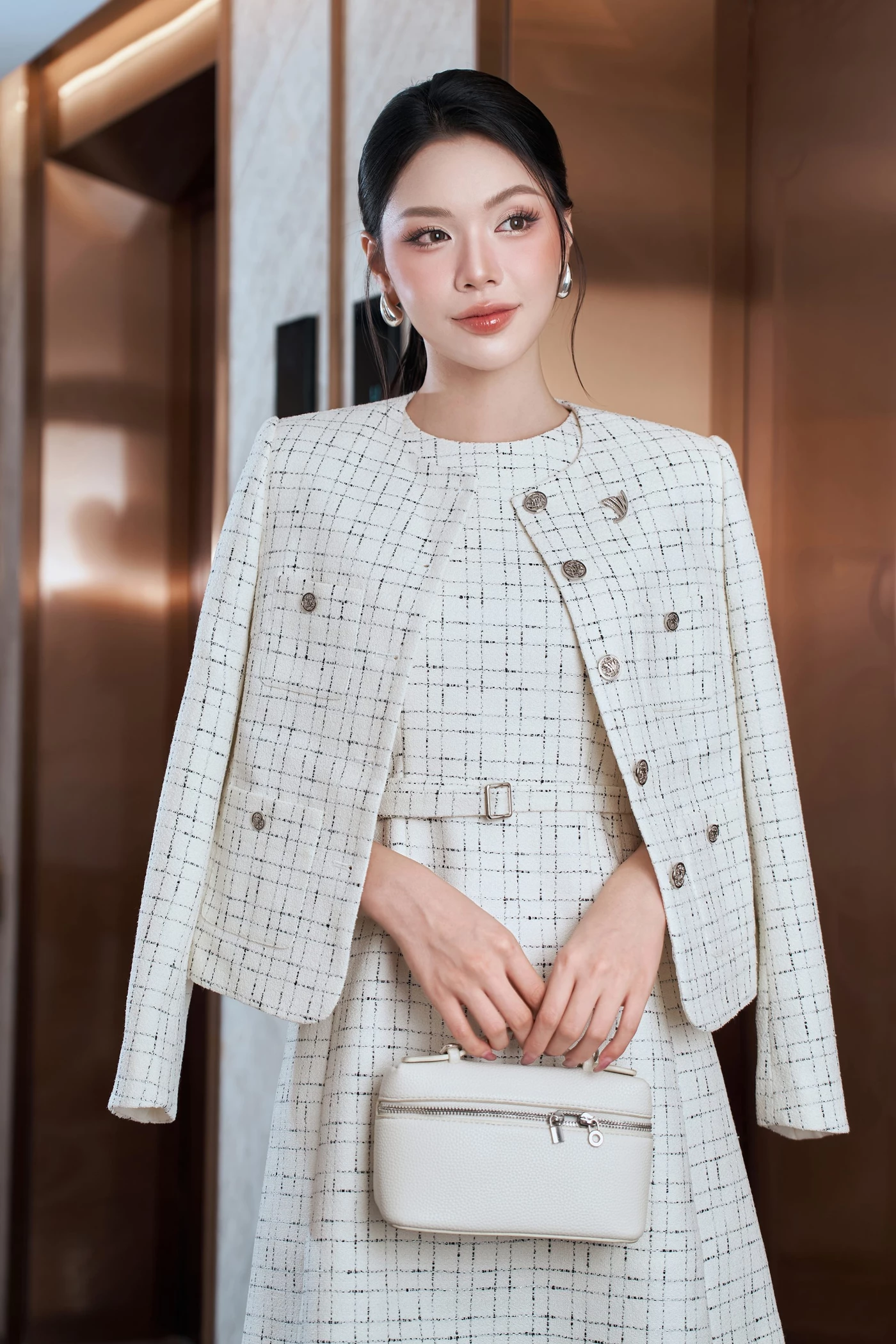 Áo khoác Tweed Cổ Tròn Classy