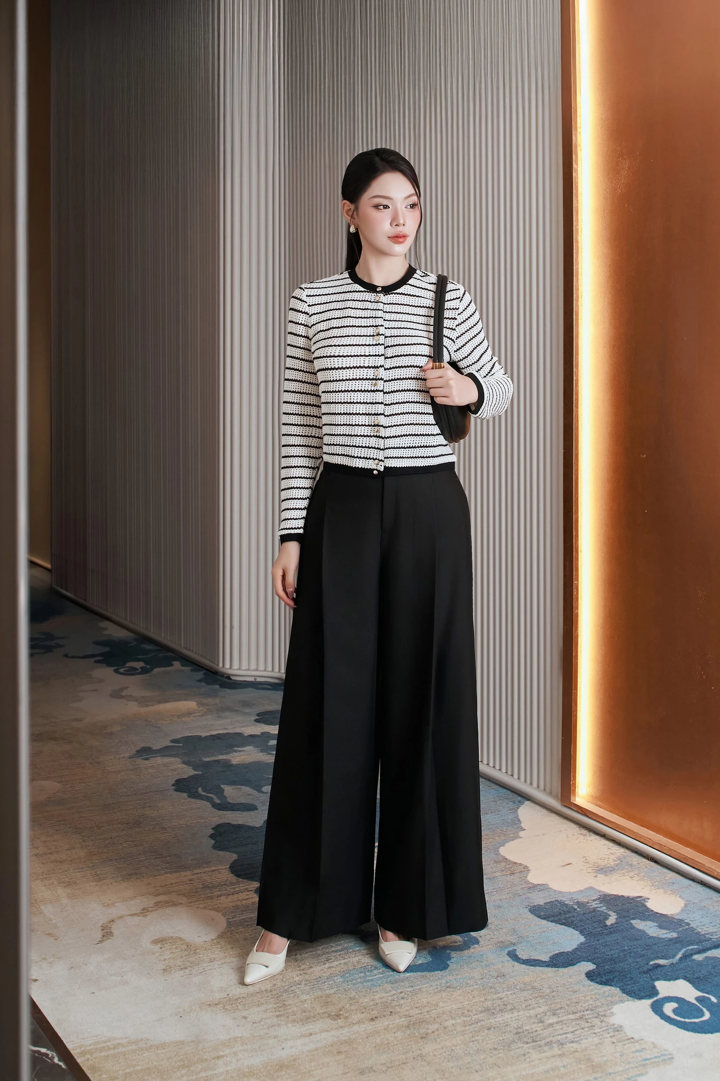 Áo len tay dài Parisian Stripe