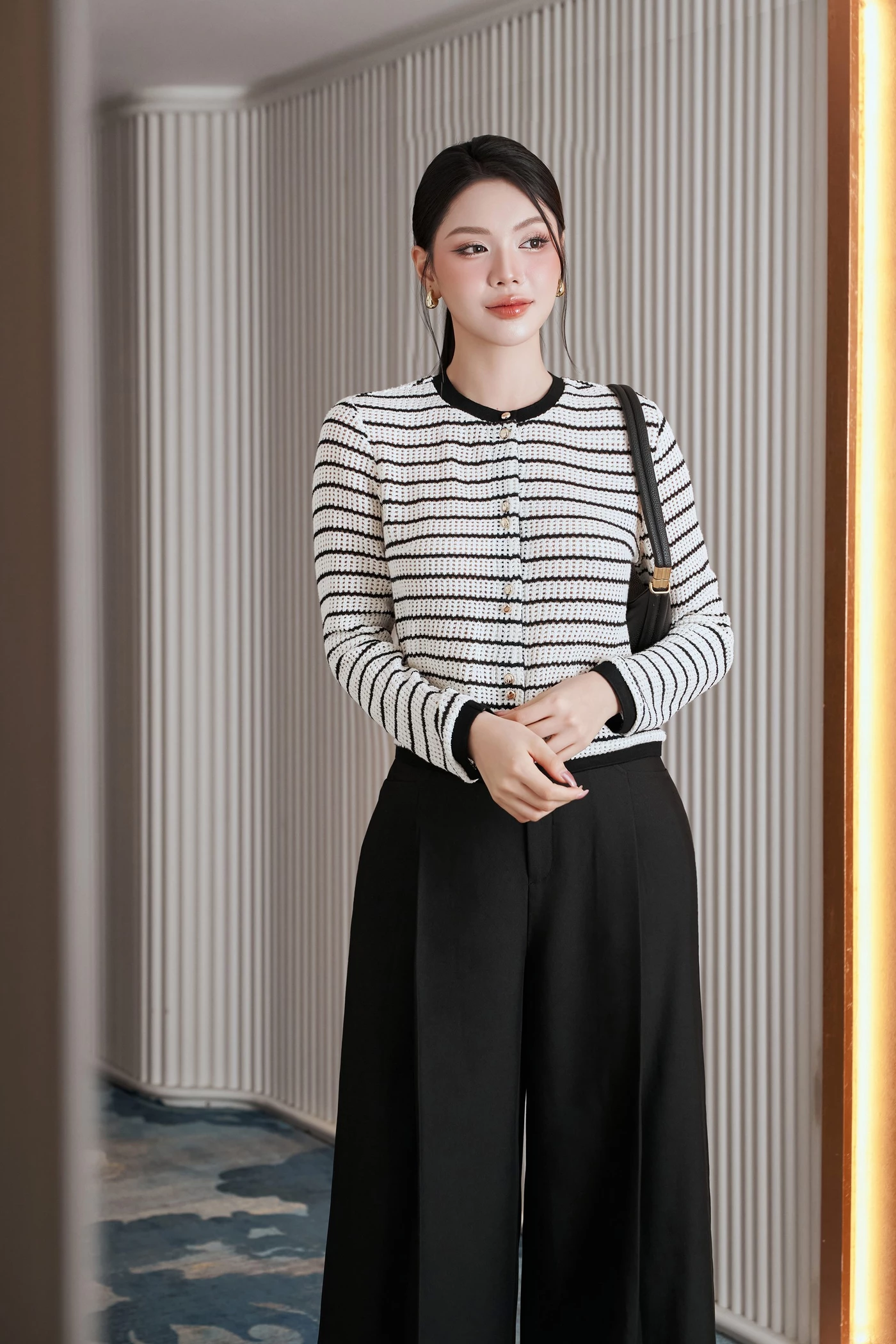 Áo len tay dài Parisian Stripe