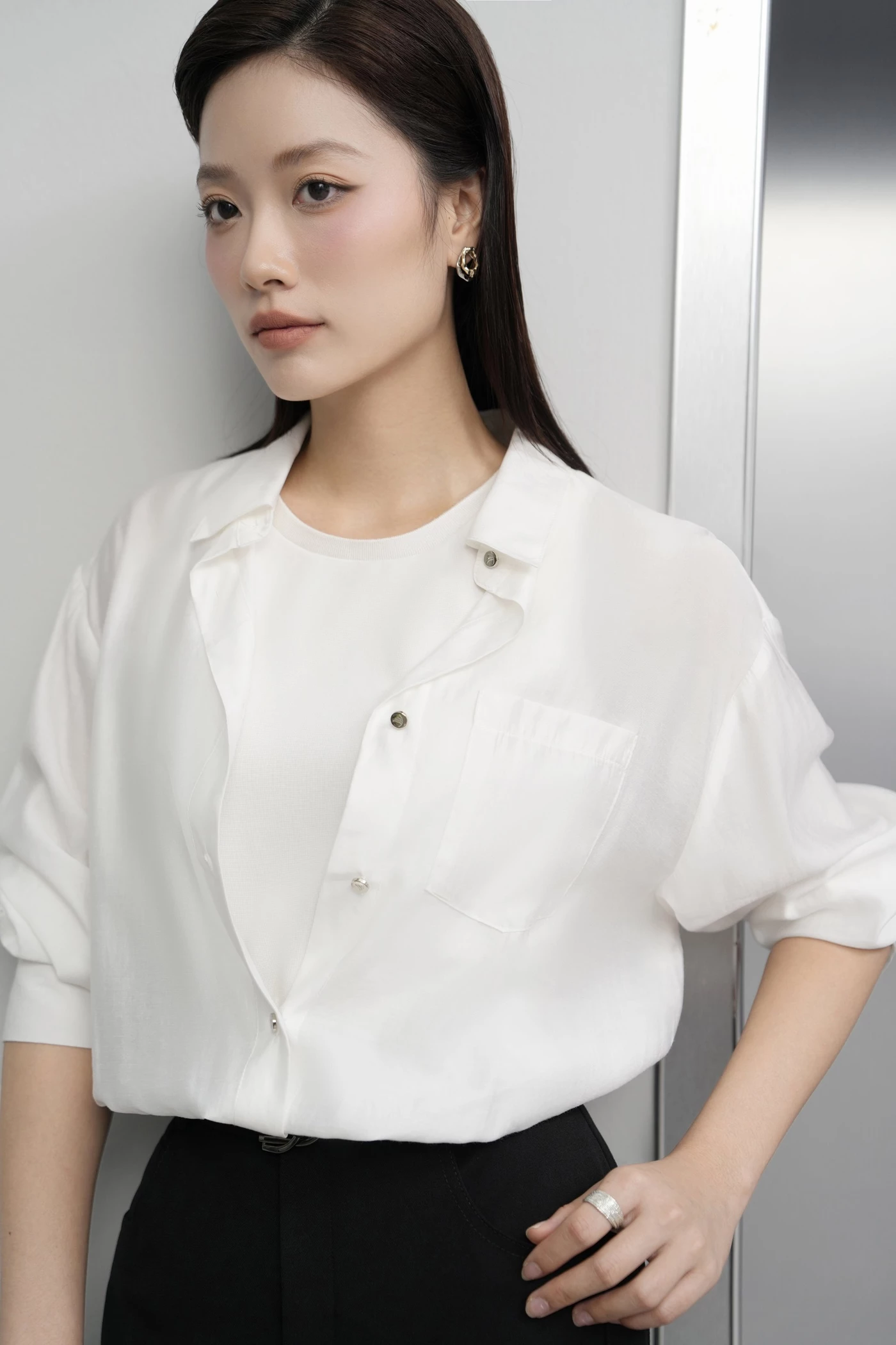 Áo sơ mi lụa Mist