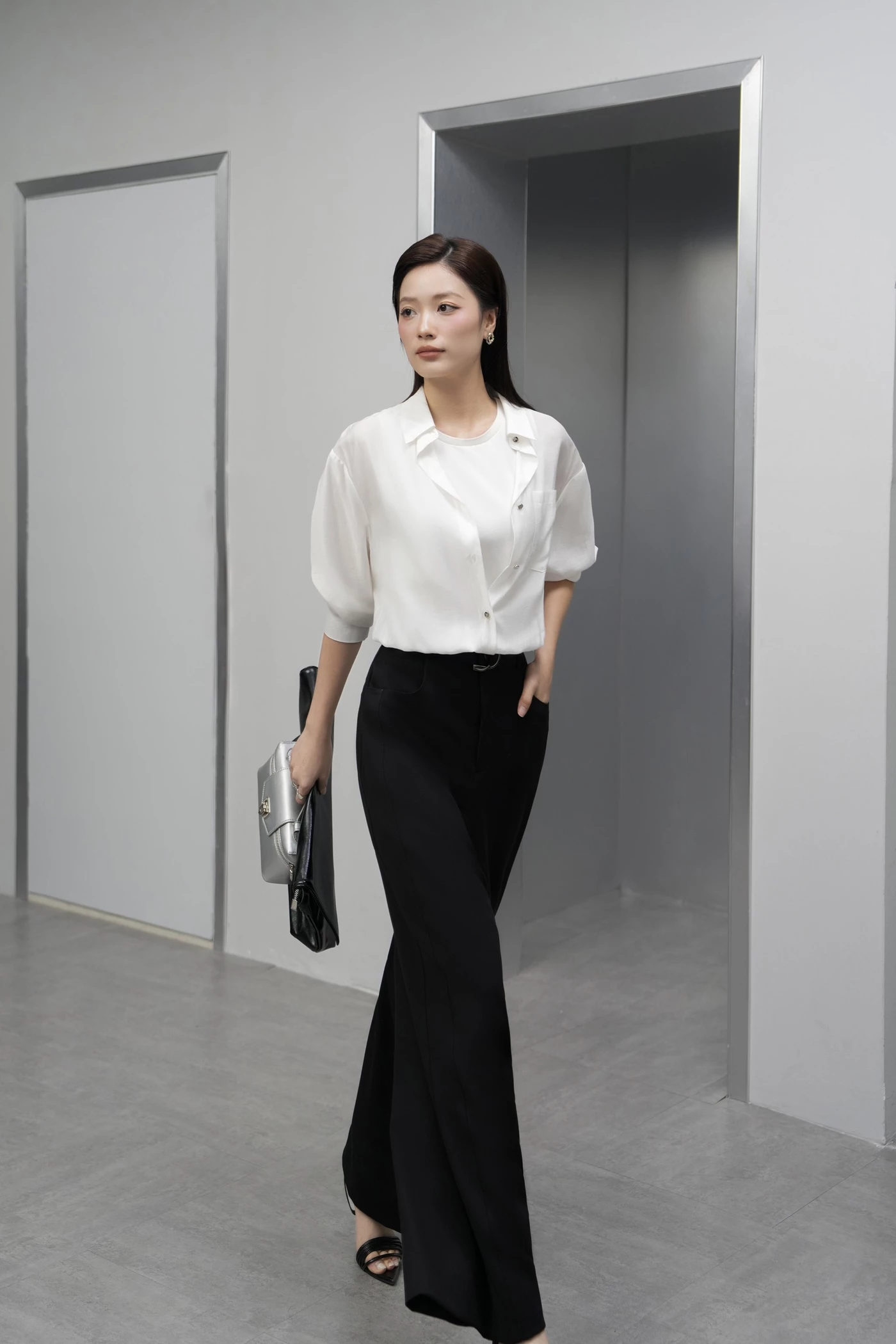 Áo sơ mi lụa Mist