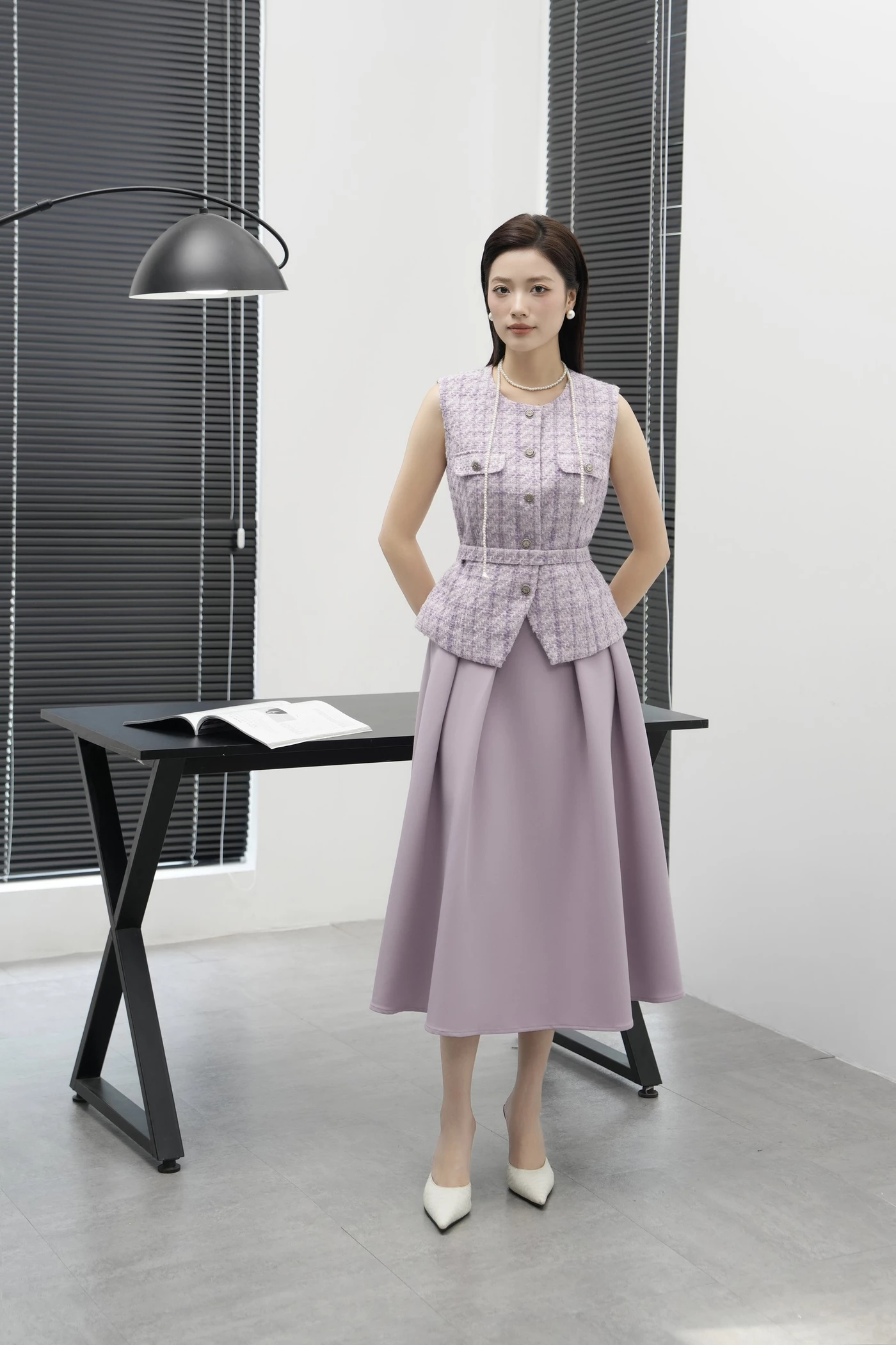 Áo Tweed Lilac Elegance