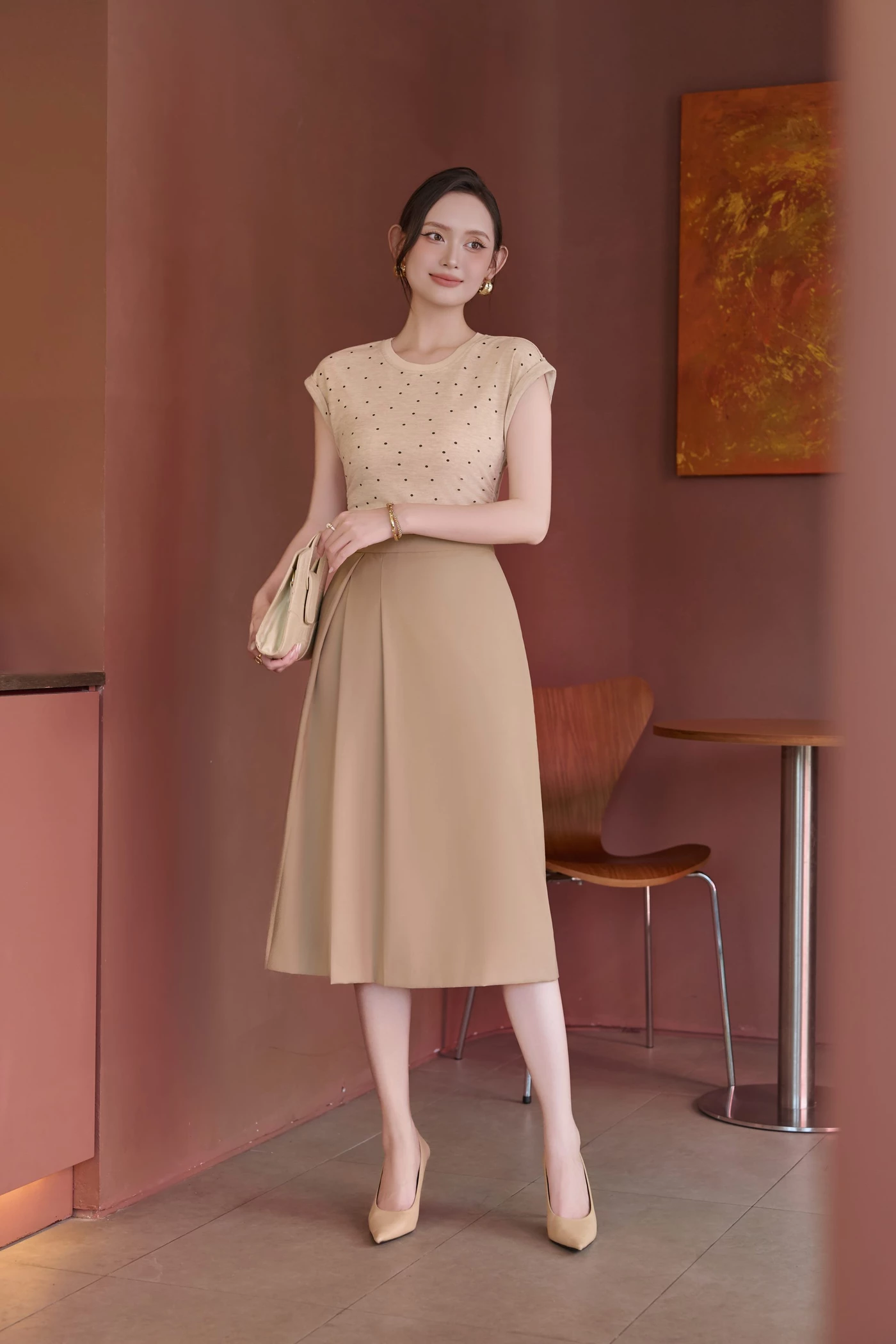 Chân váy Retro Beige