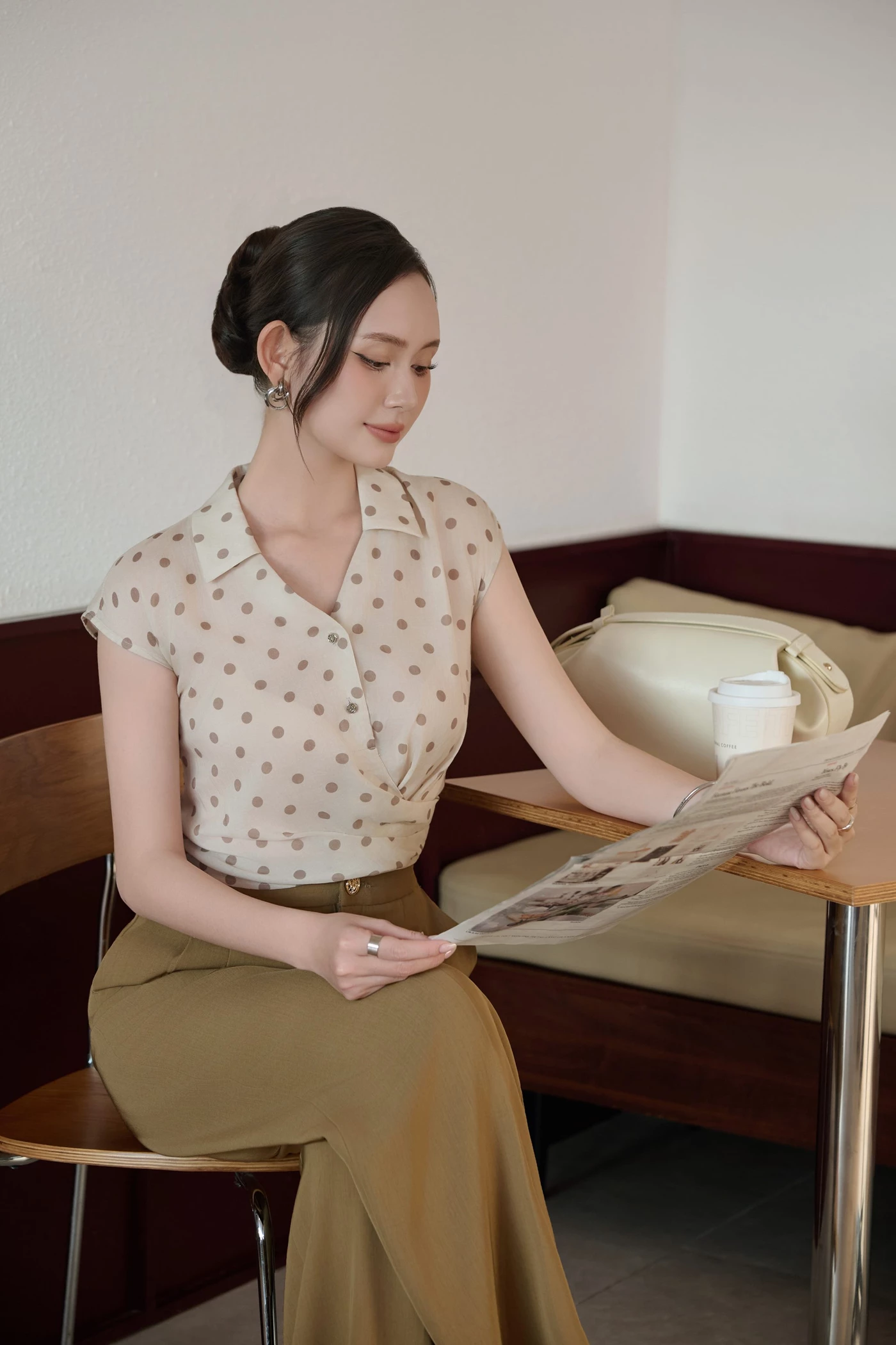 Áo sơ mi Polka Drape