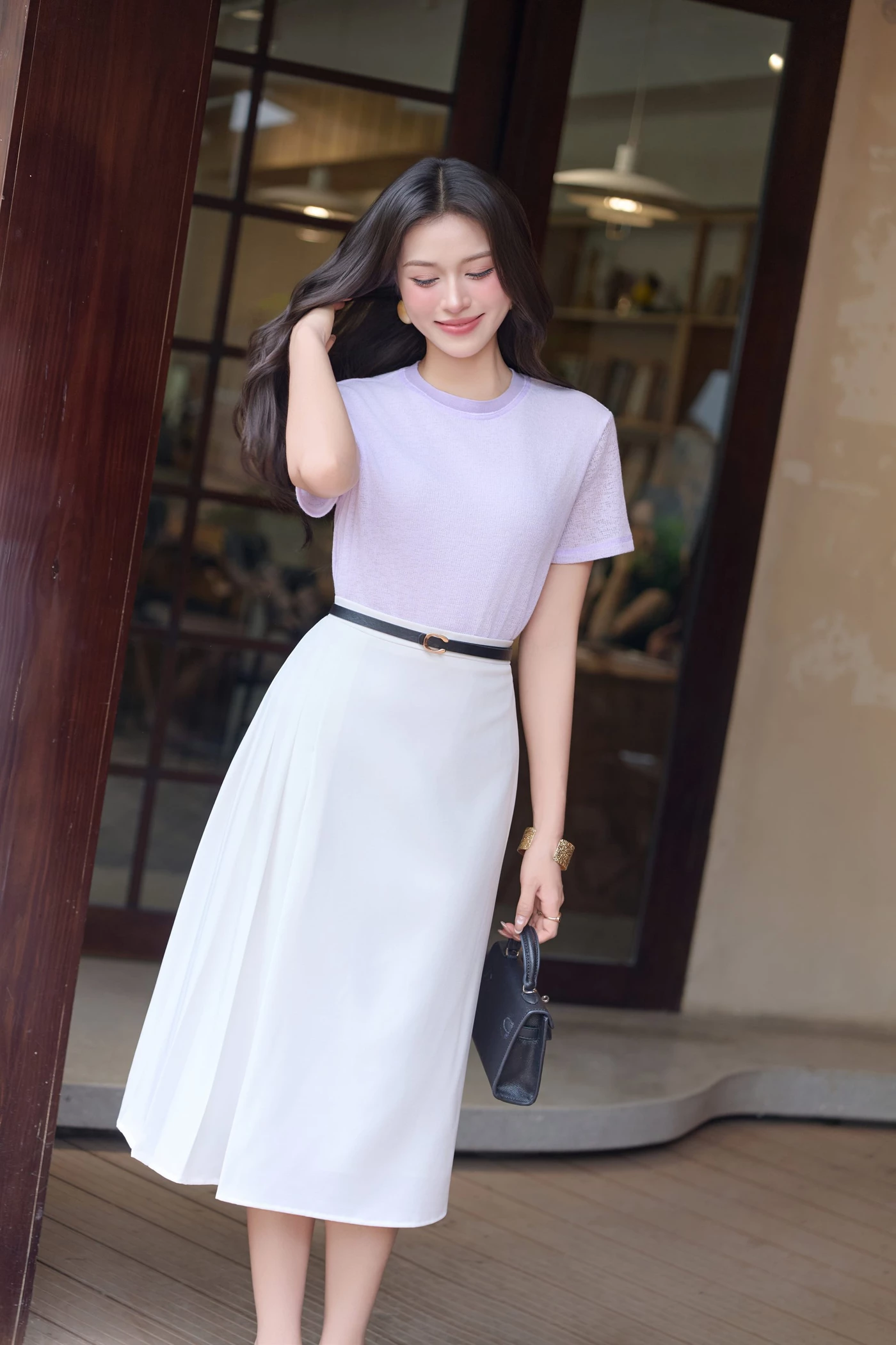 Chân váy trắng Grace Midi