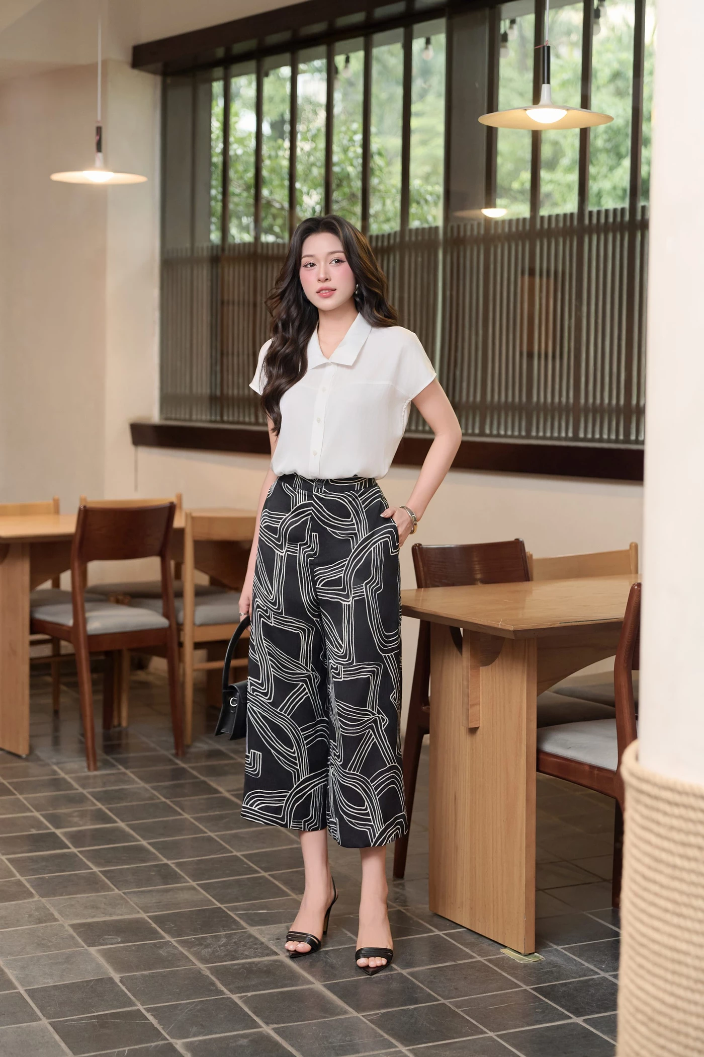 Quần culottes họa tiết