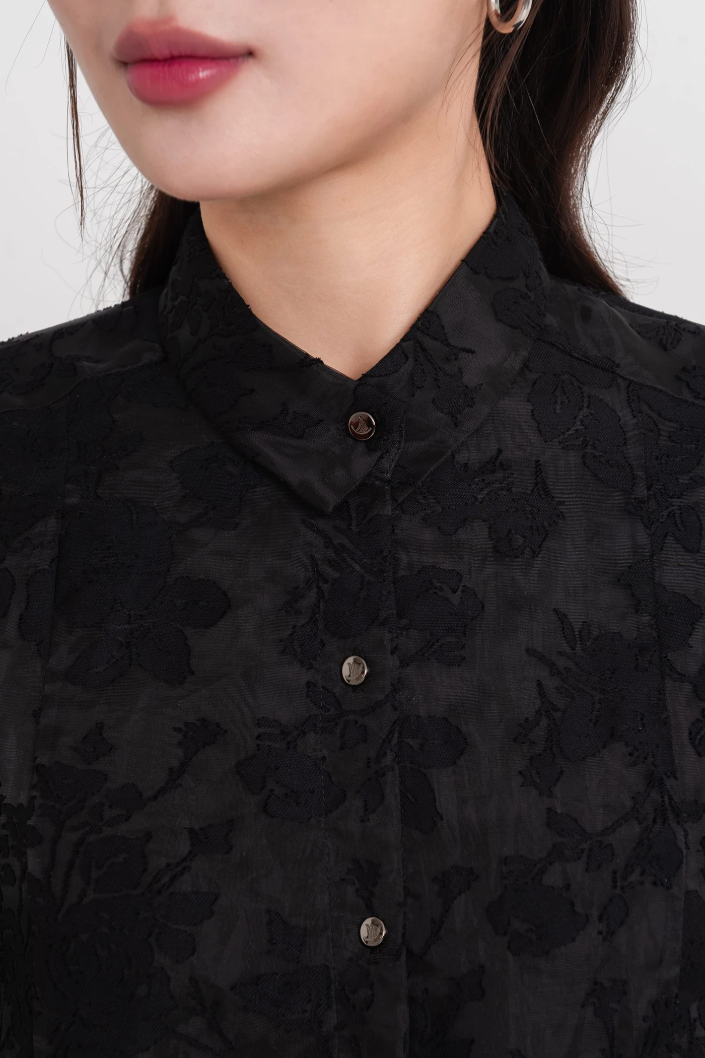 Áo sơ mi ren Jacquard Floral