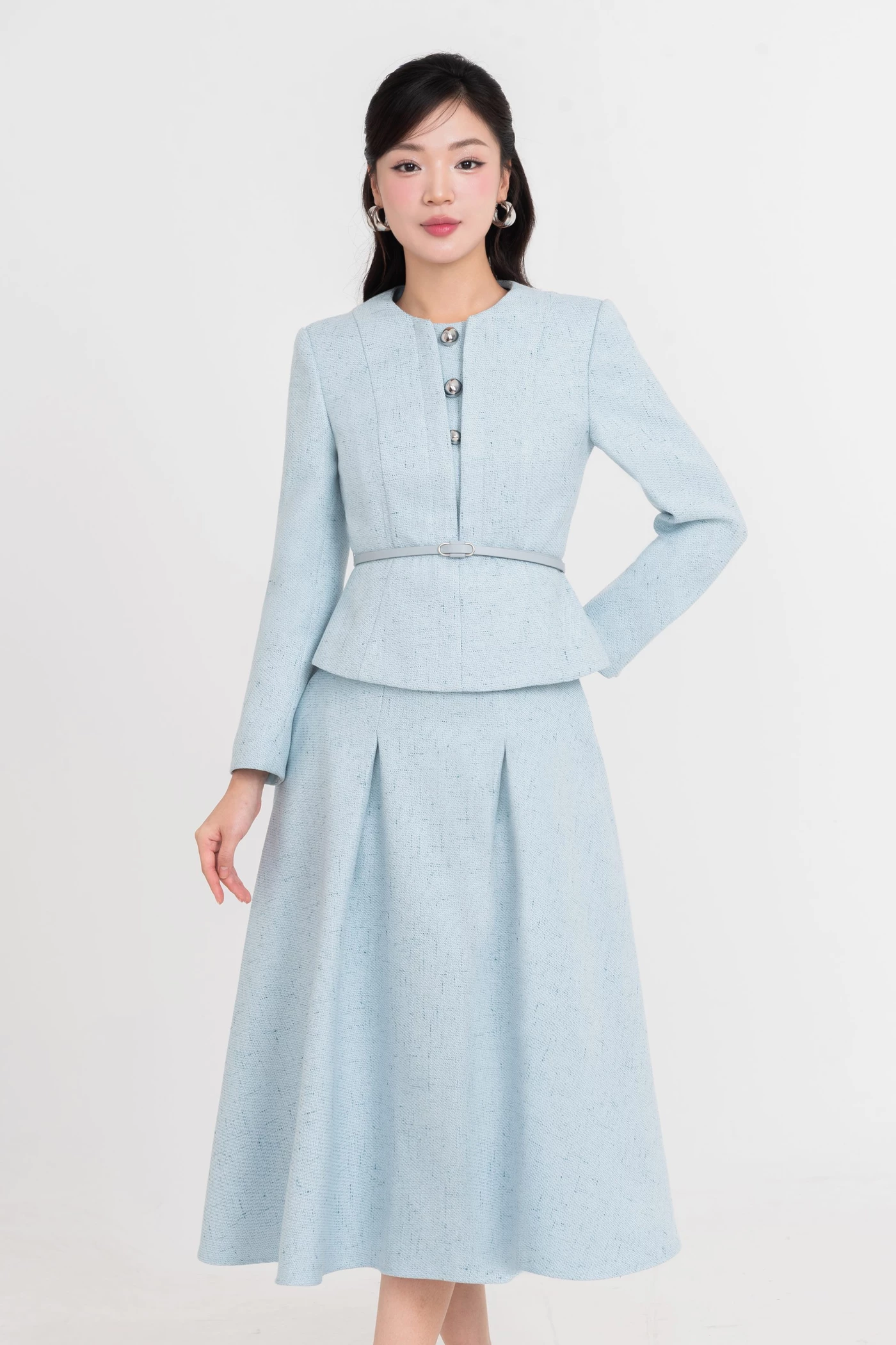 Áo vest Blue Tweed Flared