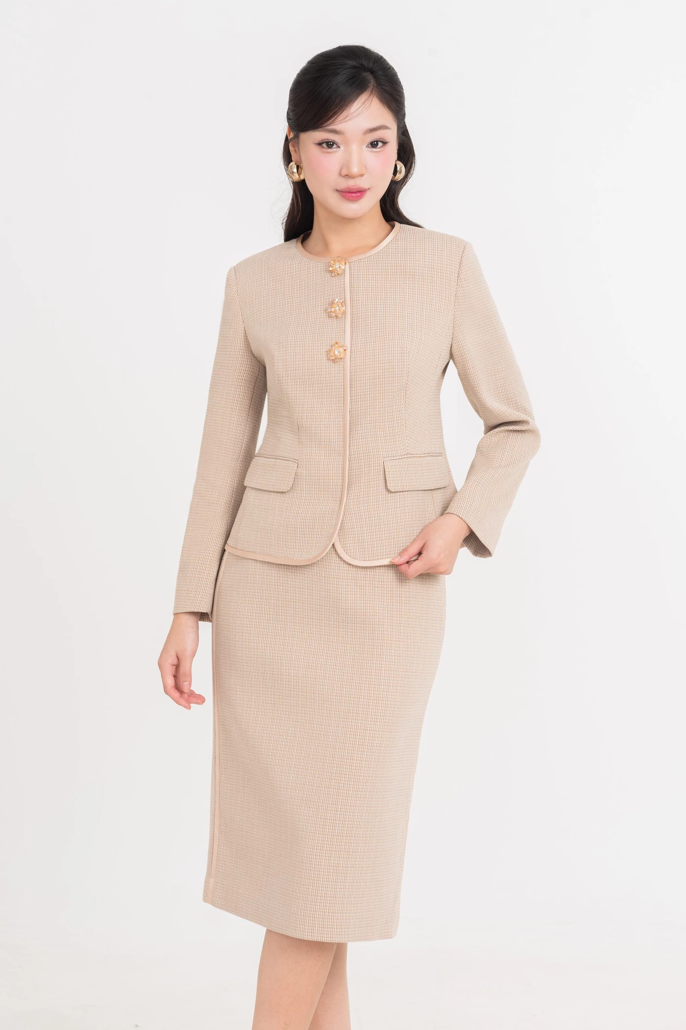 Chân váy bút chì Tweed