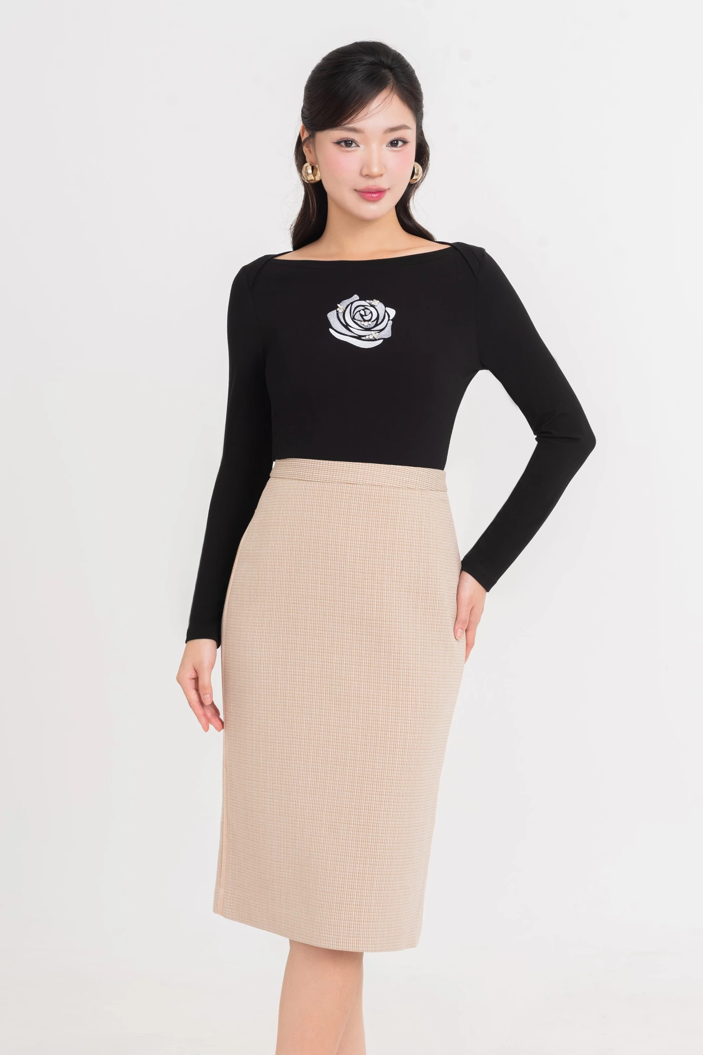 Chân váy bút chì Tweed