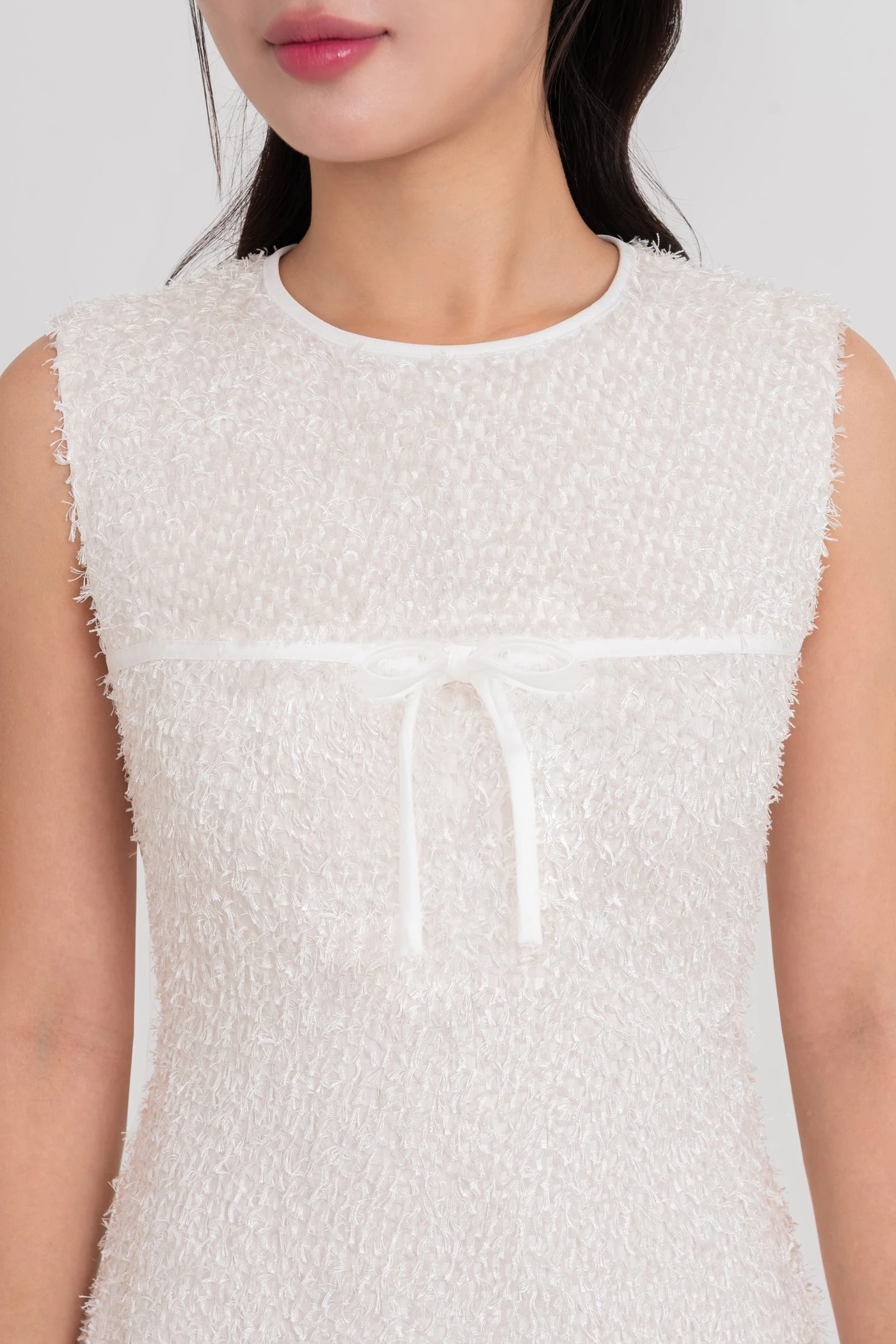 Đầm Tweed lông thỏ chữ A