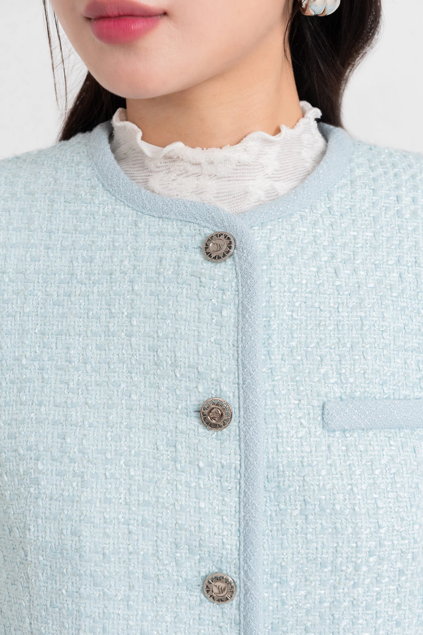 Áo khoác Tweed Pastel Blue