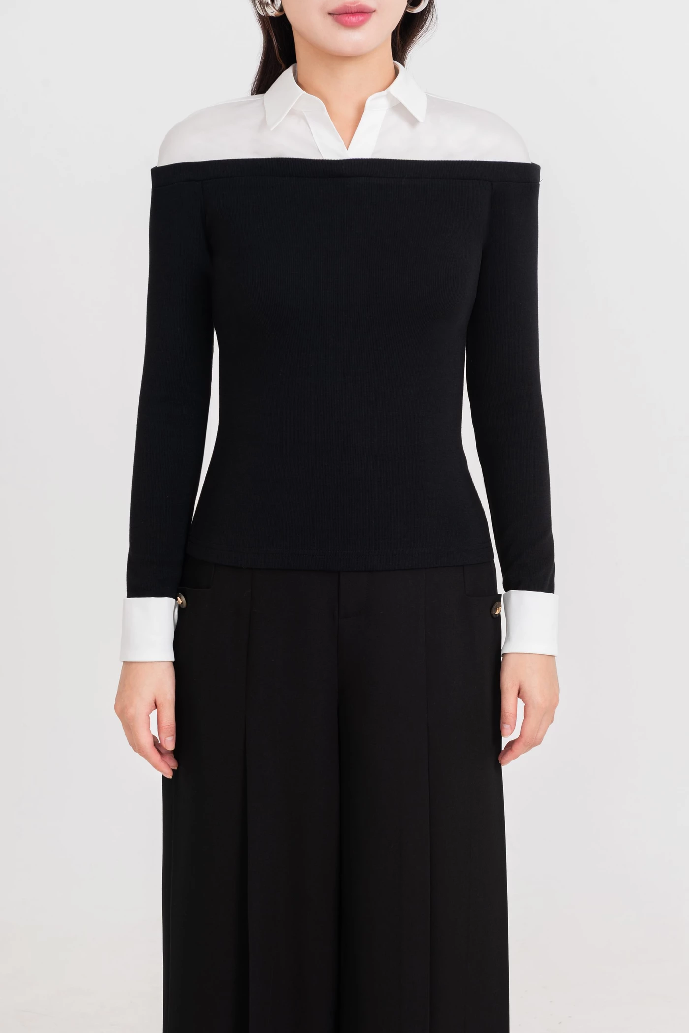 Áo thun phối sơ mi