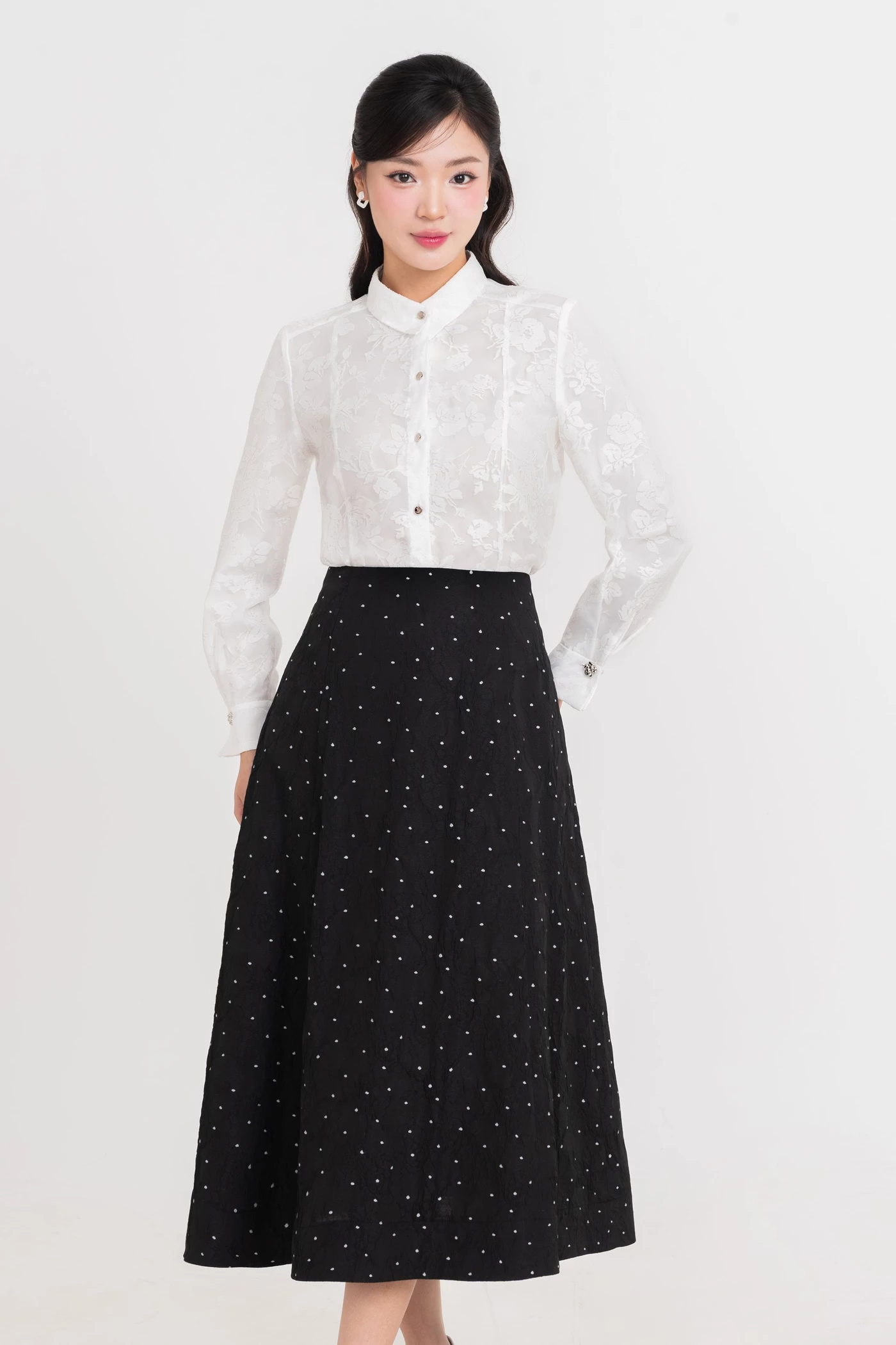 Áo sơ mi ren Jacquard Floral