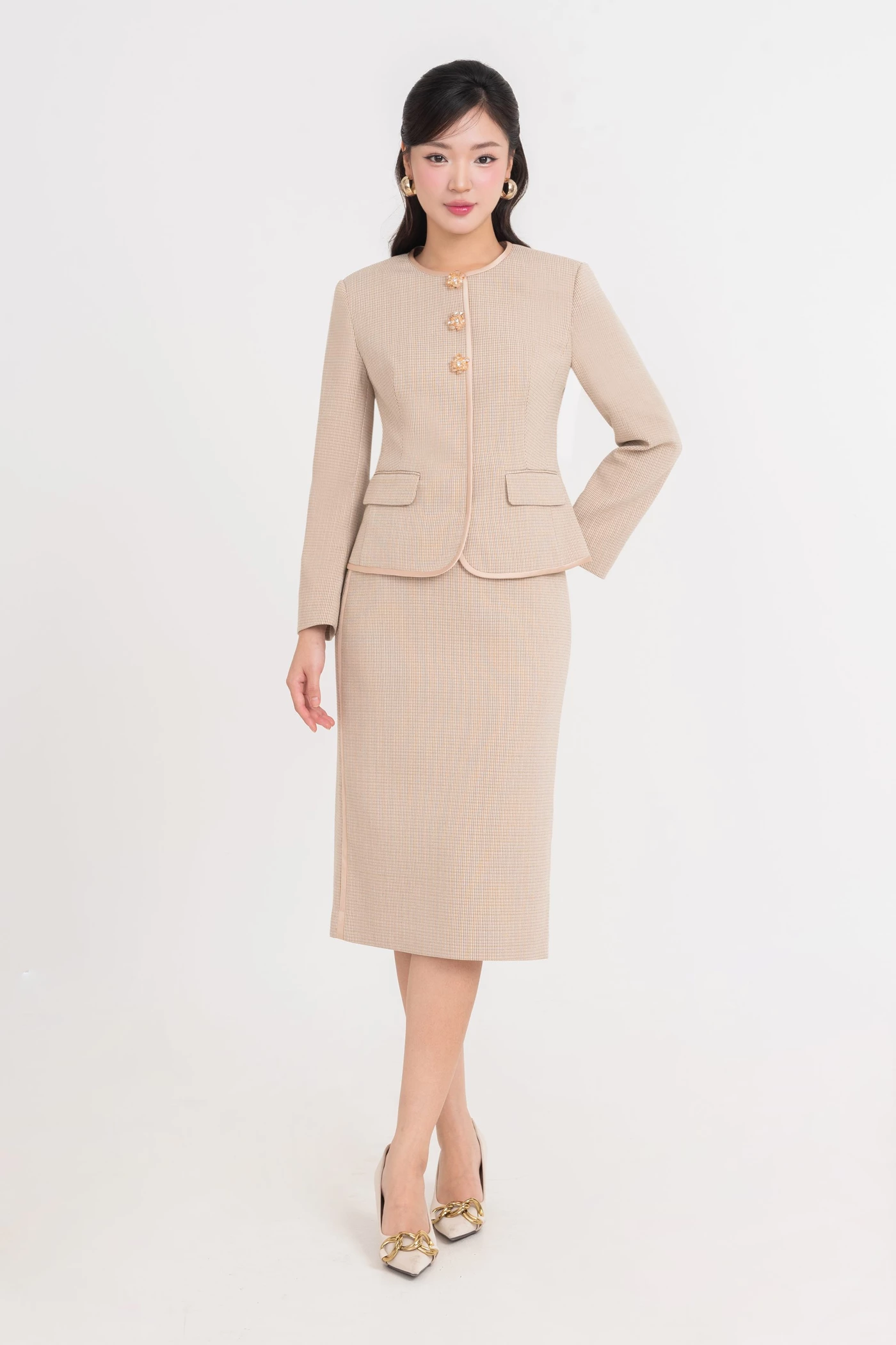 Chân váy bút chì Tweed