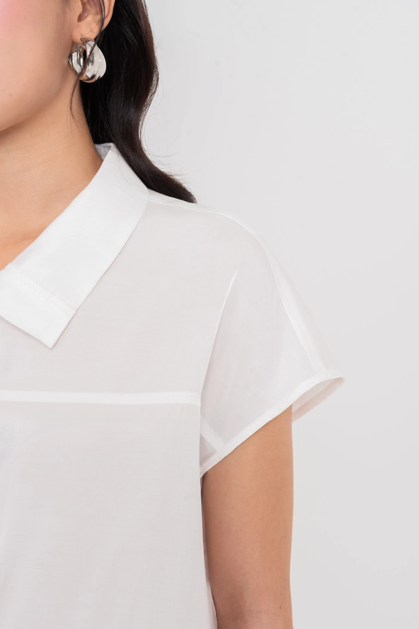 Áo sơ mi lụa tay liền