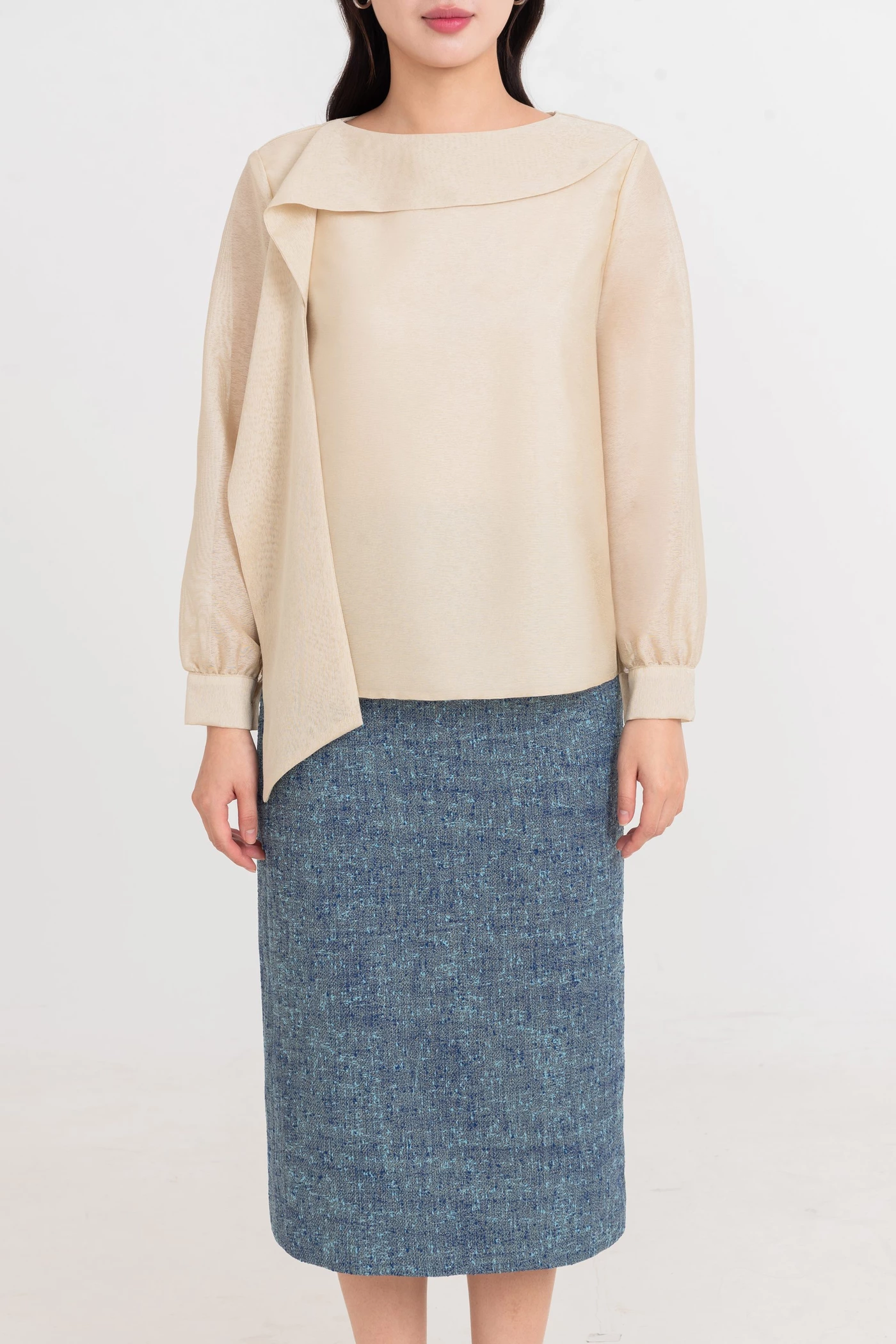 Chân váy Tweed Blue Elegant