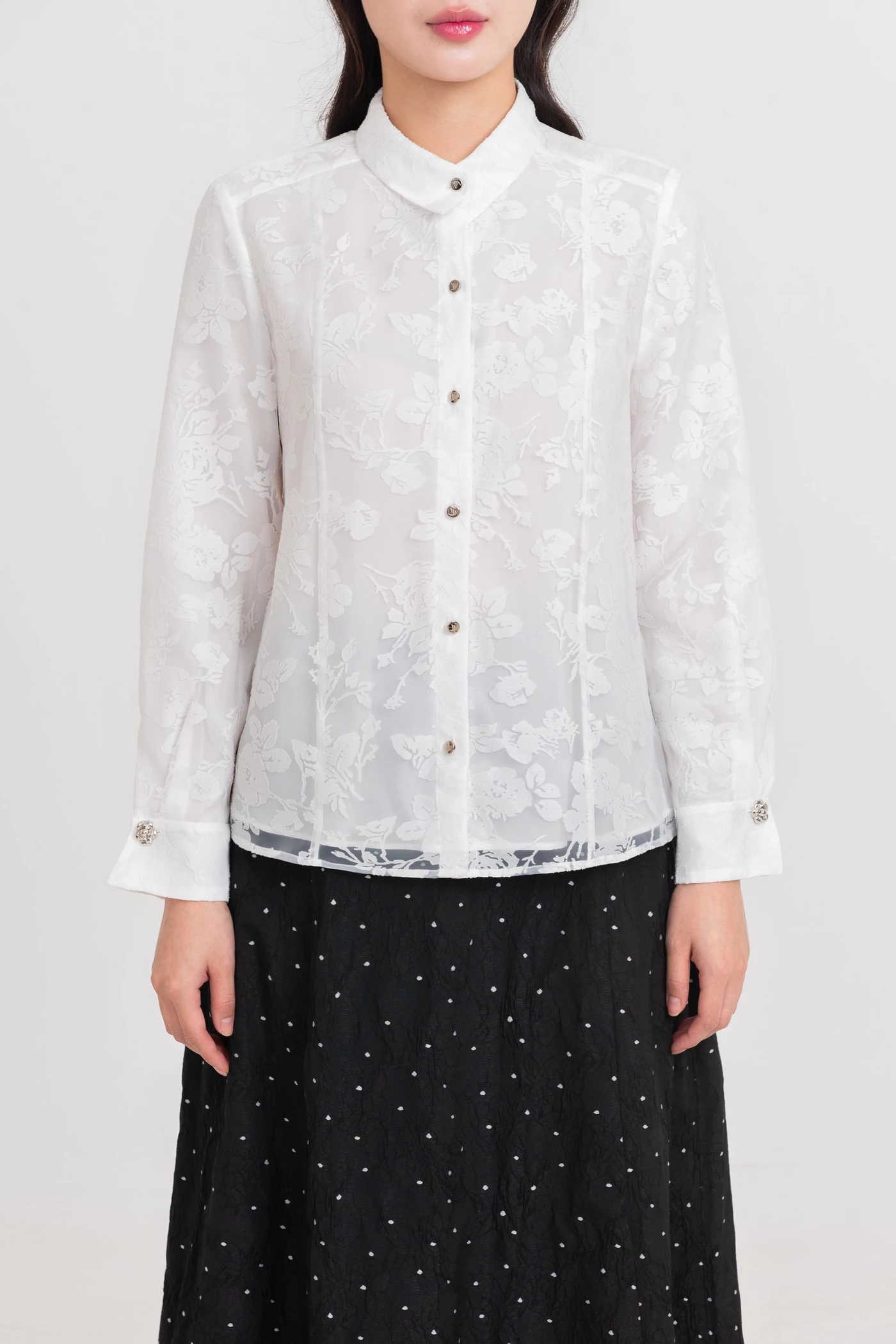 Áo sơ mi ren Jacquard Floral