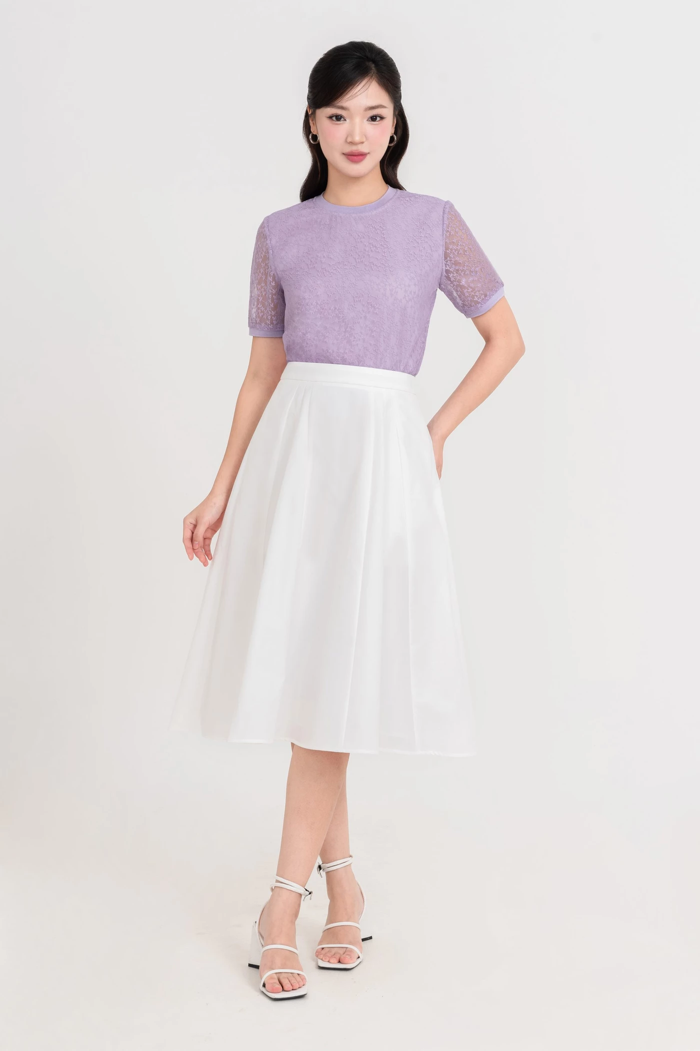 Áo hoa Ren Tím Pastel