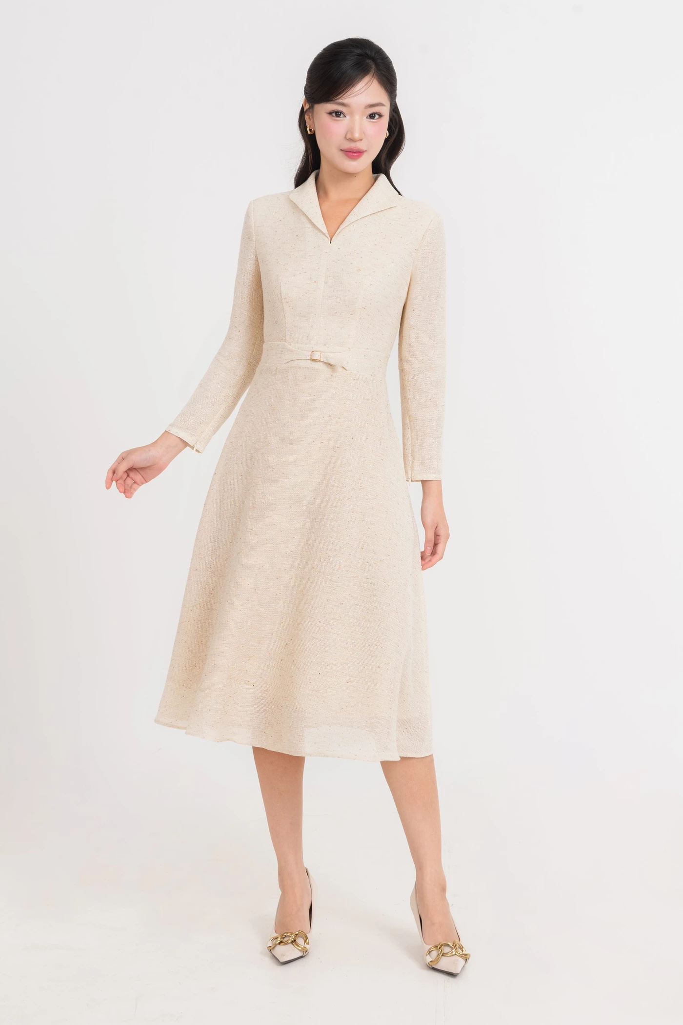 Đầm xòe Tweed Metallic