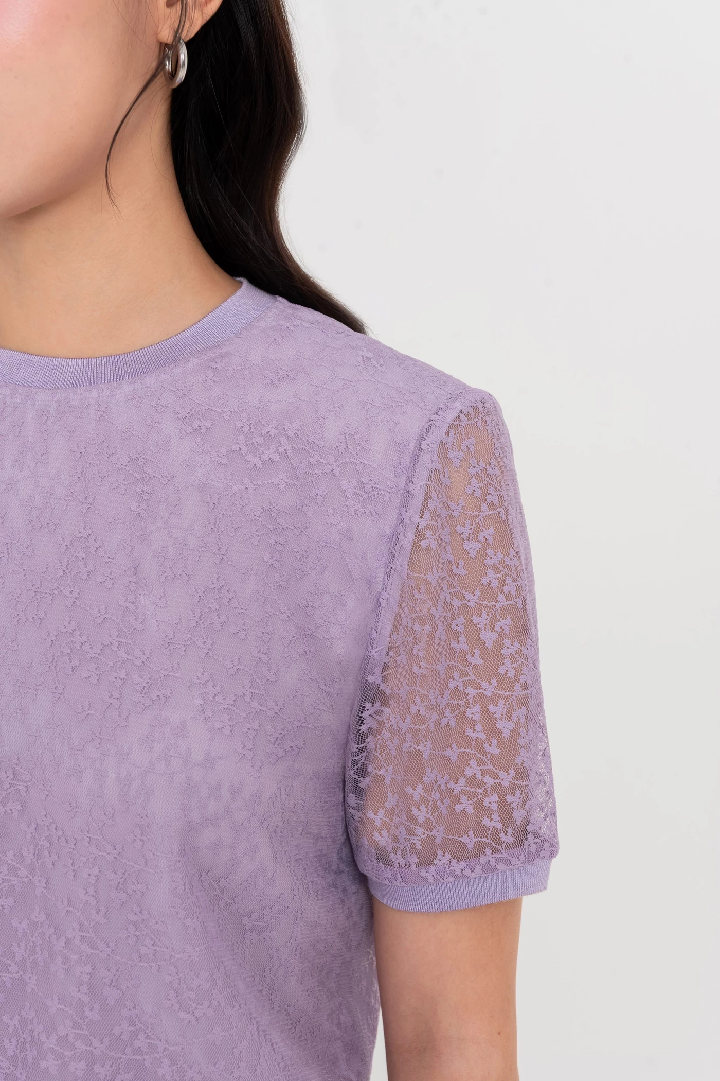 Áo hoa Ren Tím Pastel