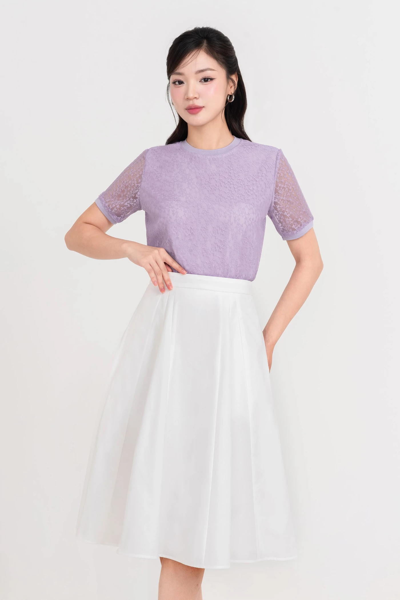 Áo hoa Ren Tím Pastel