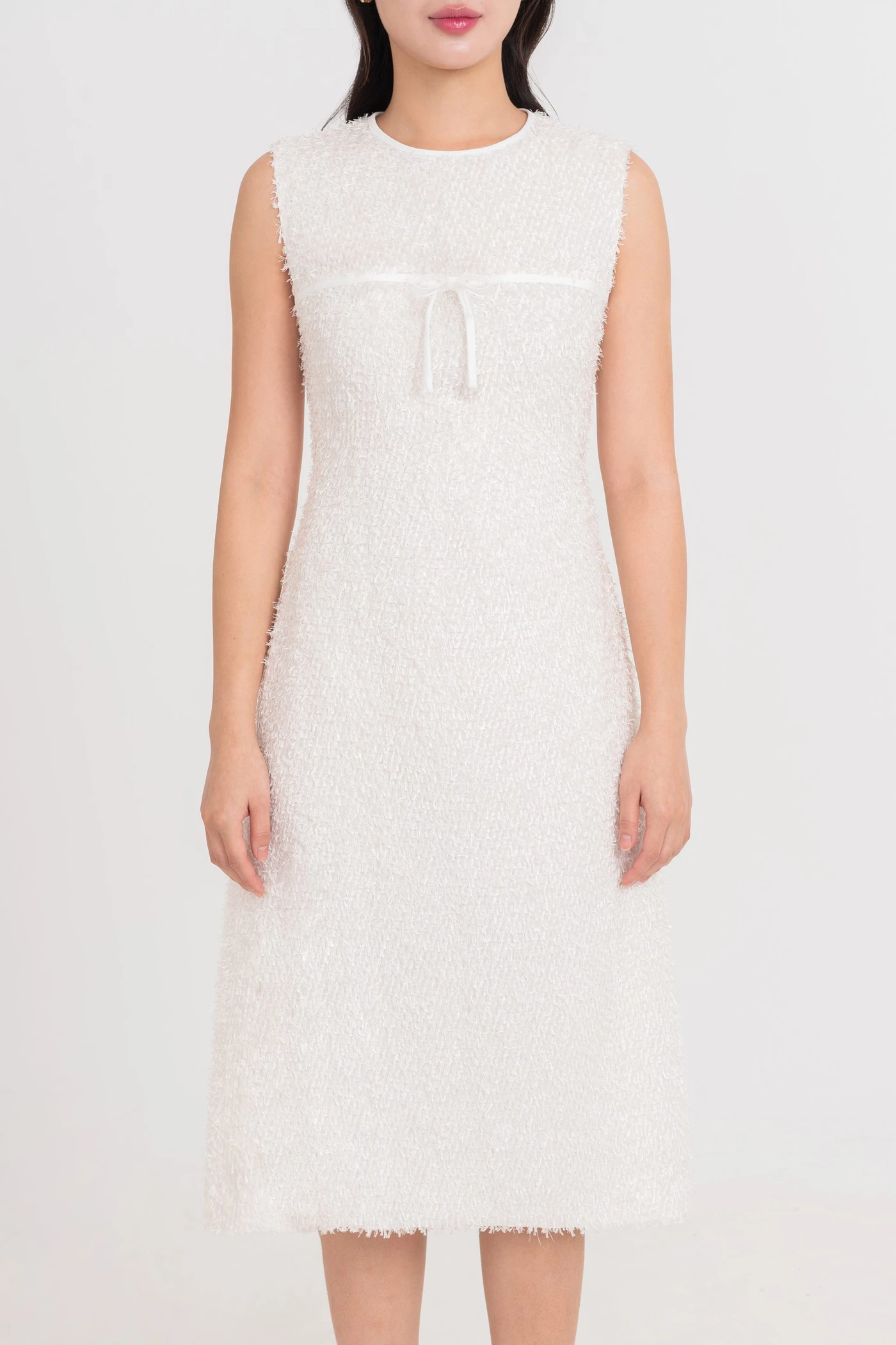 Đầm Tweed lông thỏ chữ A