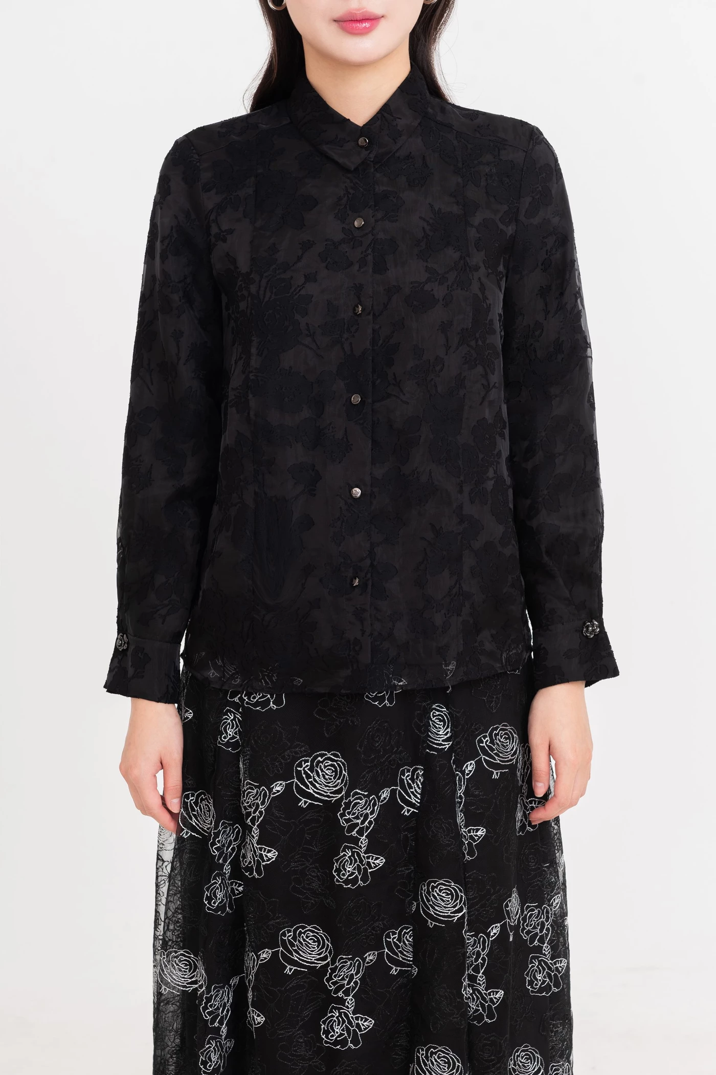 Áo sơ mi ren Jacquard Floral