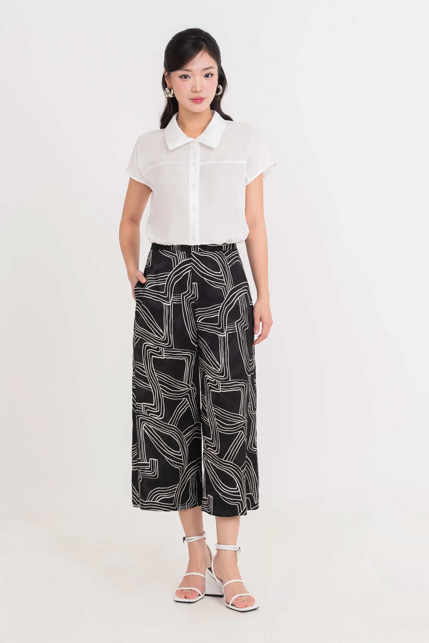 Áo sơ mi lụa tay liền