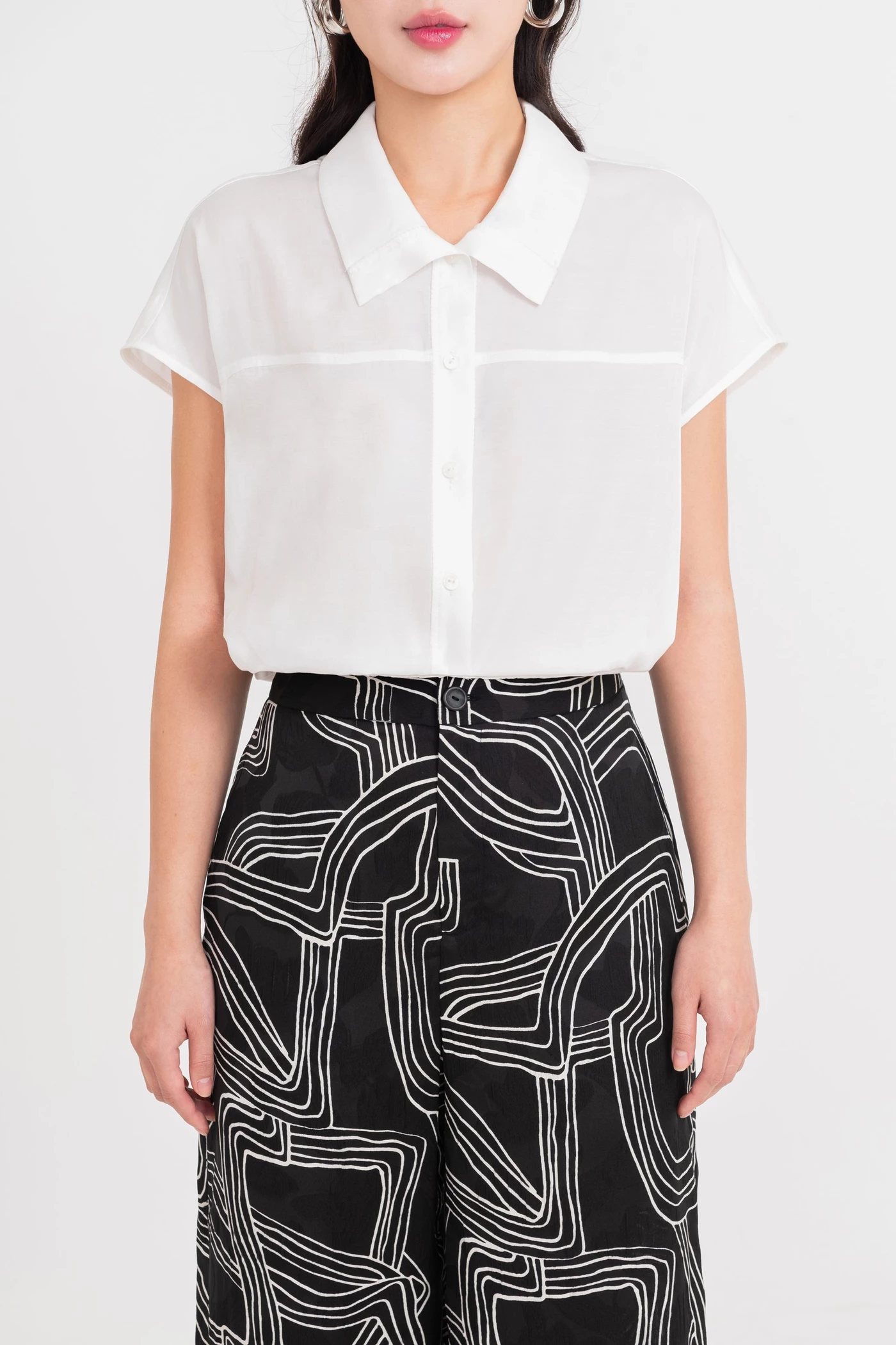 Áo sơ mi lụa tay liền