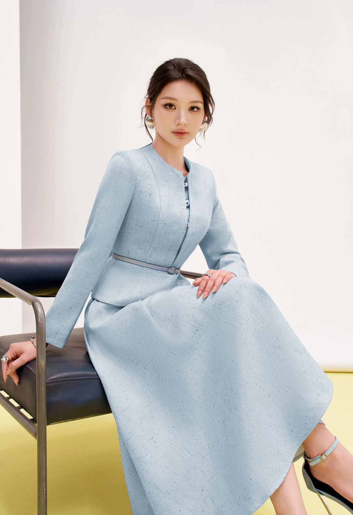 Chân váy Blue Tweed Flared