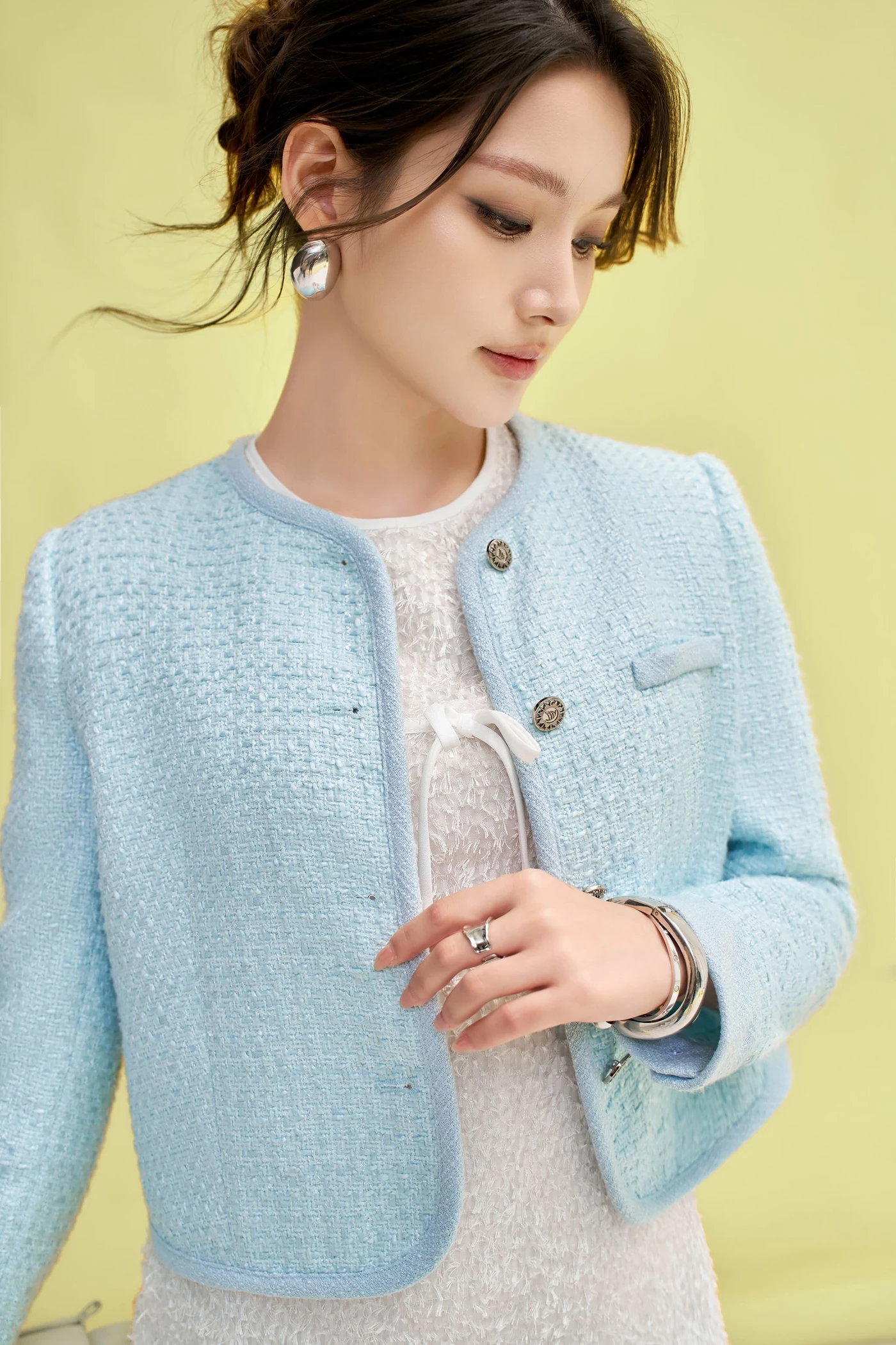 Áo khoác Tweed Pastel Blue